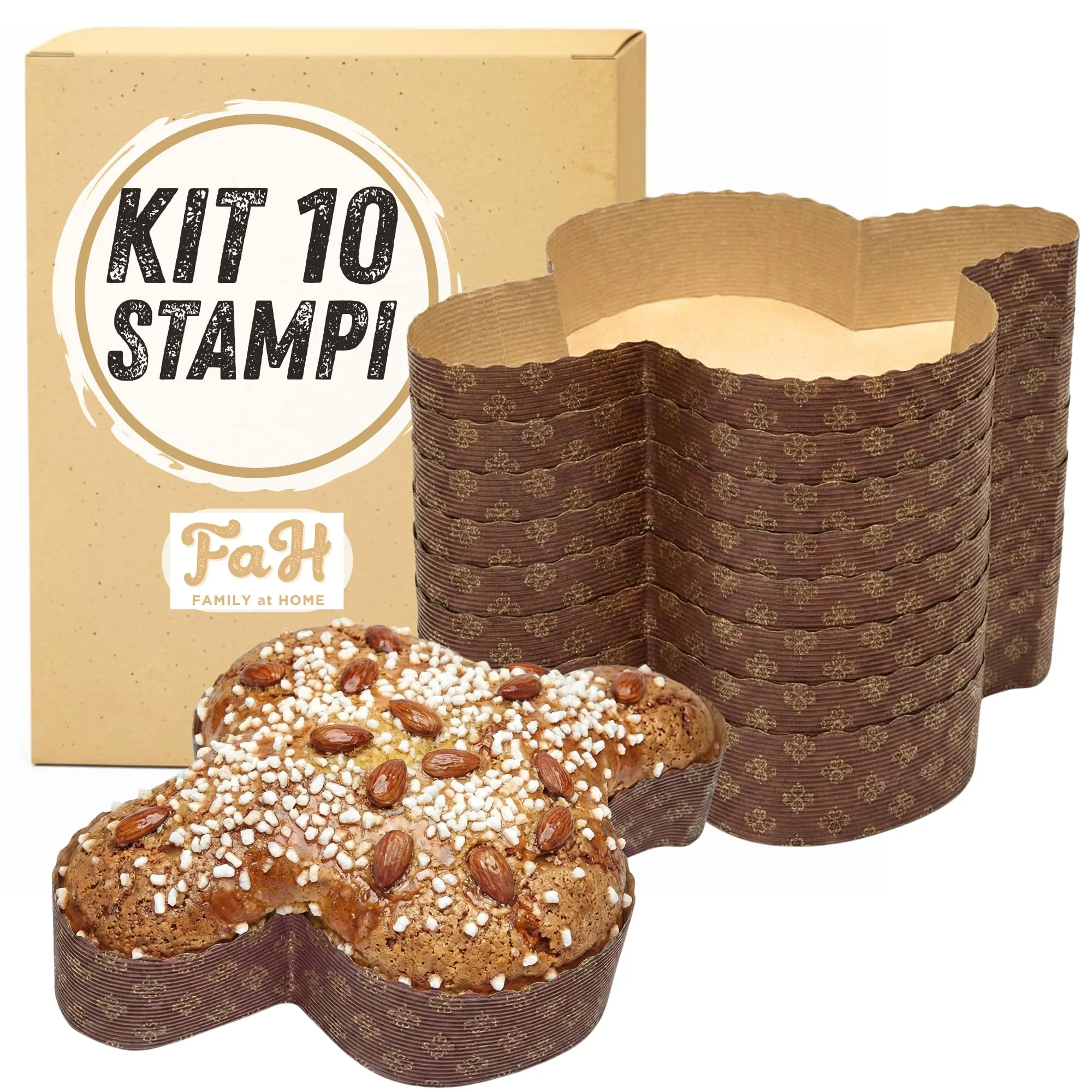 FAH - Stampo per Colomba (10pz - 1 Kg) - Forme per Colomba in Carta di Pura Cellulosa in Microonda Ideale per l’uso in Forno, Monouso ad Alta Densità, Resistente al Calore 200°C