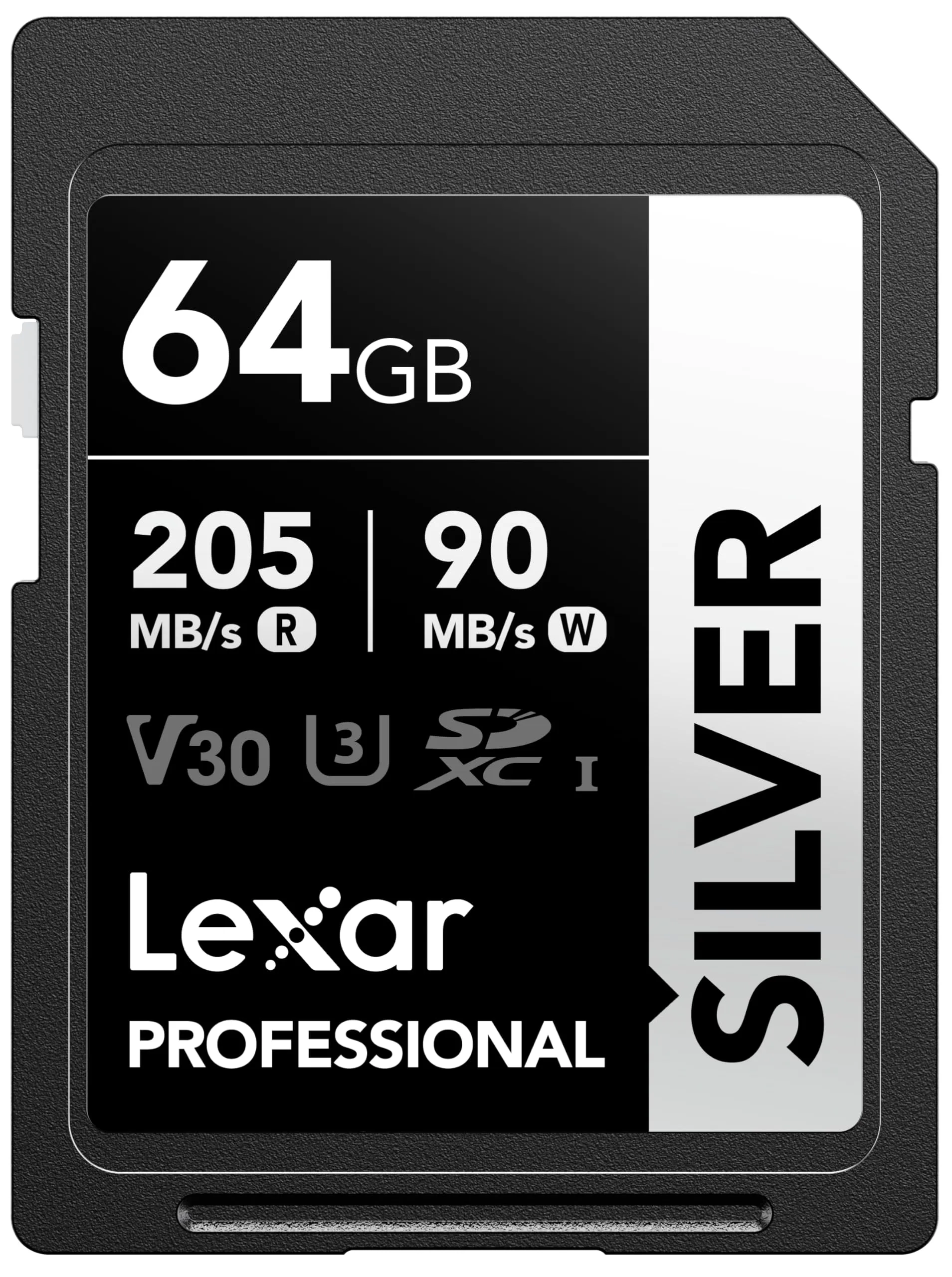 Lexar 64GB SD Card SILVER, fino a 205 MB/s in Lettura, Scheda di Memoria SDXC UHS-I, Classe 10, U3, V30, SD Card per Fotografi Professionisti, Videografi, Appassionati