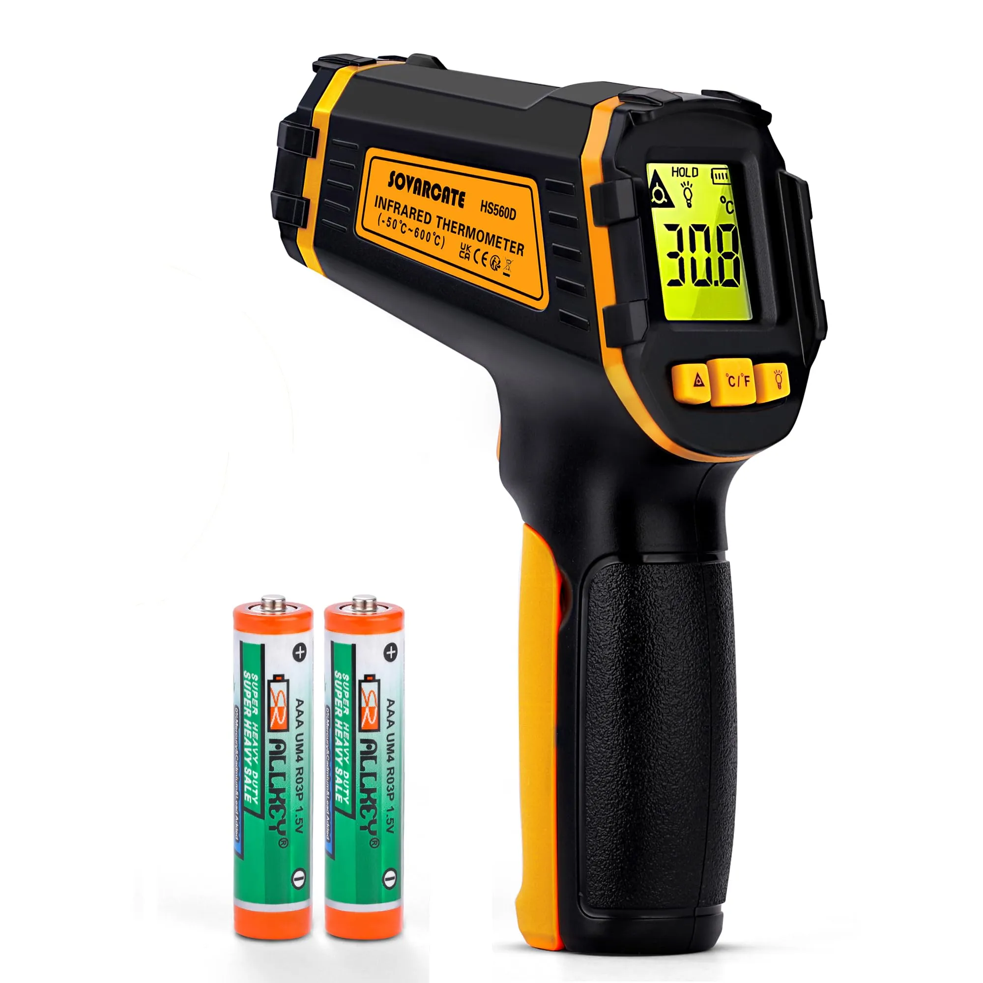 Termometro Infrarossi -50℃~600℃ Termometro Laser Digitale Senza Contatto per Cucina, Pizza, Forno, Frigorifero, Alimenti, Riparazione Veicoli, Congelatore, Caramelle