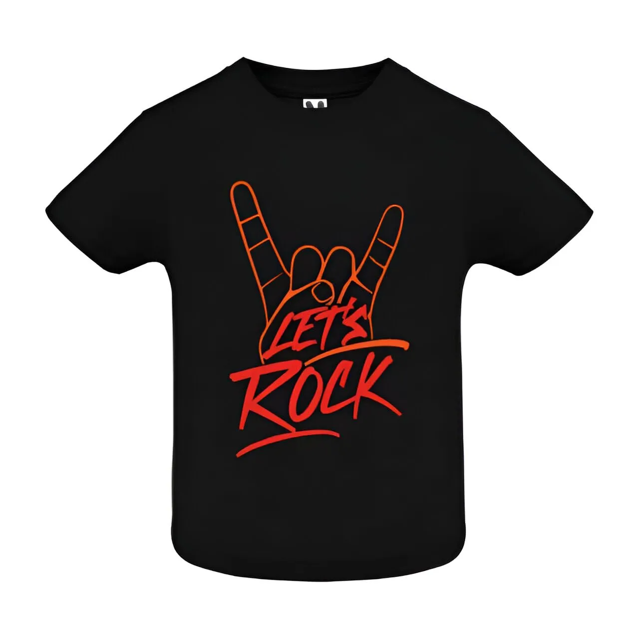 T-shirt in cotone "Let's Rock" per neonati, bambini ed adulti (Neonato, Nero, 12 mesi)