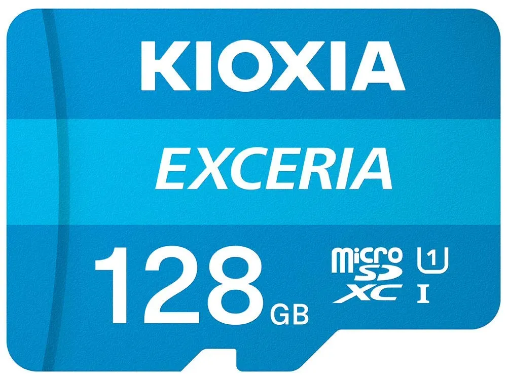KIOXIA 128GB EXCERIA microSD Memory Card U1 Class 10 100MB/s Max Read Speed, Full HD Video Recording, Blue