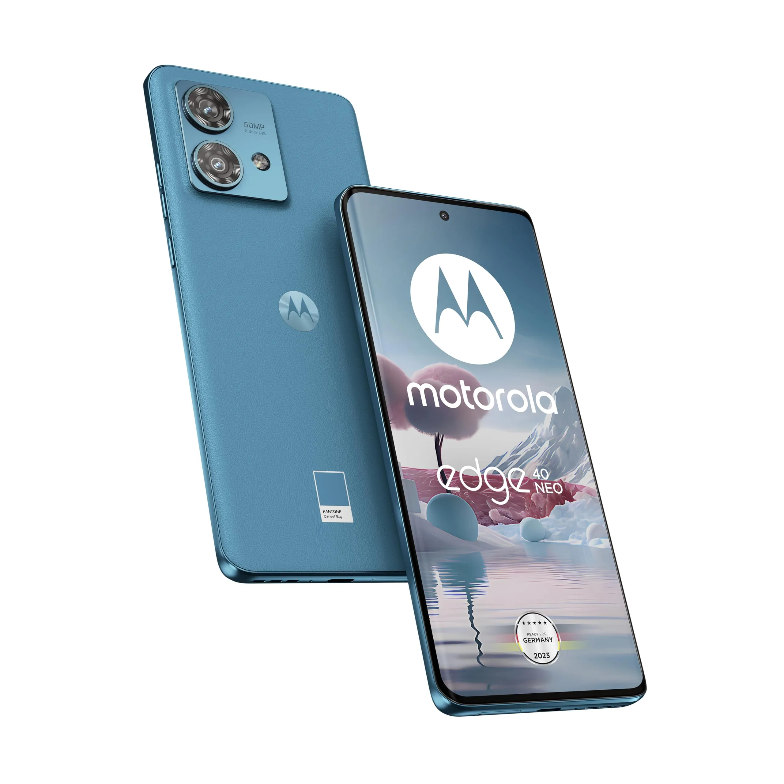 Motorola - Moto Edge40 Neo, smartphone, display FHD+ da 6,55", fotocamera da 50 MP, 12/256 GB, 5000 mAh, Android 13, Black Beauty (nero), con cover protettiva + adattatore per auto [esclusiva su