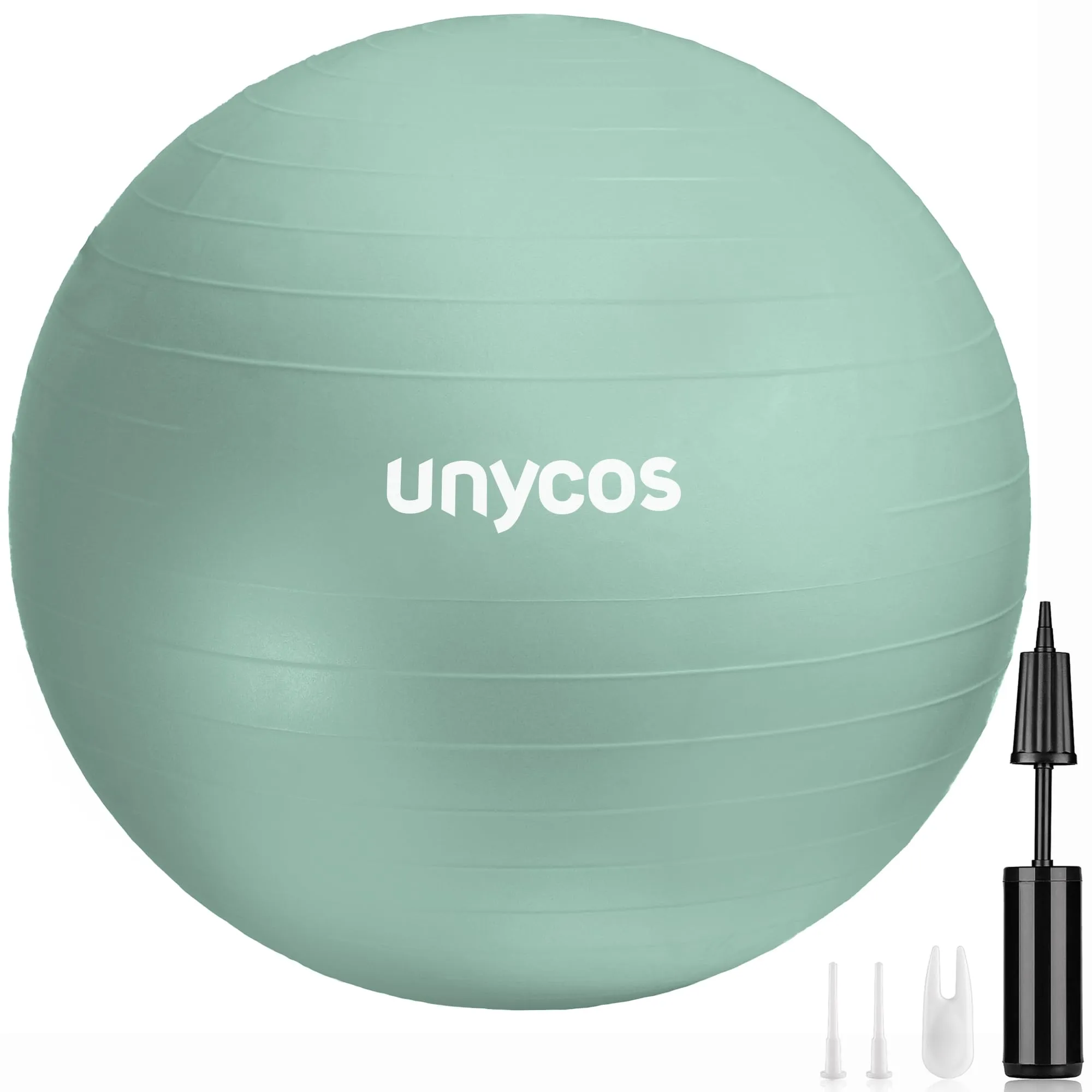 unycos - Palla Fitness Antiscivolo 55 cm con Pompa, Fitball Anti-Scoppio【Supporta 300 kg】per Pilates, Yoga, Ginnastica, Gravidanza, Esercizi di Equilibrio, Addominali e Spalle (Verde con Logo)