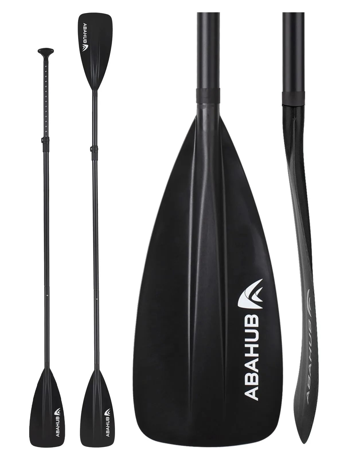 Abahub Pagaia SUP Alluminio Remi Sup Paddle Stand Up Paddle Telescopico 173-213 cm per Tavola da Surf Canoa SUP, Lama in Nylon di Plastica in Nero/Blu/Verde/Rosso/Arancione/Giallo (2 in 1 Pagaia Nero)