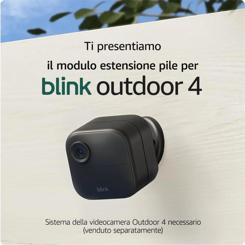 Nuovo modulo estensione pile Blink Outdoor 4 | Accessorio per videocamera di sicurezza smart wireless Outdoor 4 | quattro anni di autonomia | si configura in pochi minuti | pile incluse