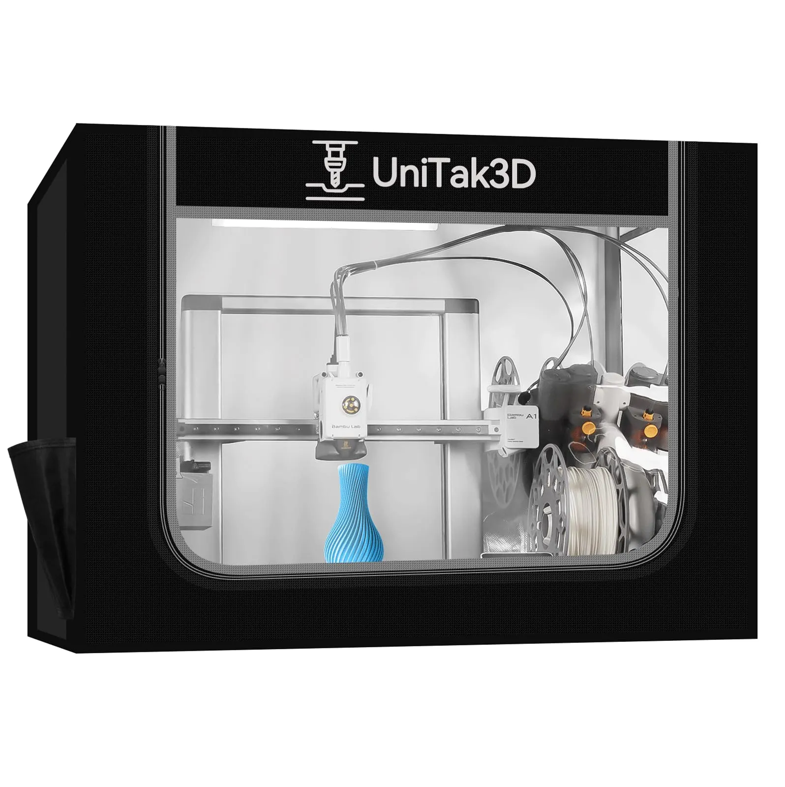 Involucro Della Stampante 3D con Illuminazione a LED Compatible with Bambu Lab A1/A1 Mini con AMS Lite Tenda Ignifuga Antipolvere a Temperatura Costante Copertura Protettiva-825 * 585 * 585mm