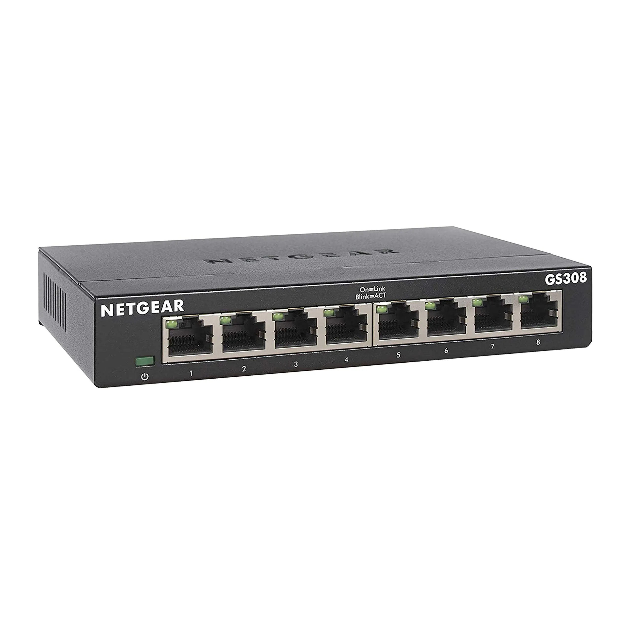 NETGEAR Switch Ethernet 8 porte Gigabit Unmanaged GS308 - Hub di rete domestica, Switch Gigabit per ufficio, plug-and-play, funzionamento silenzioso, montaggio desktop o a parete
