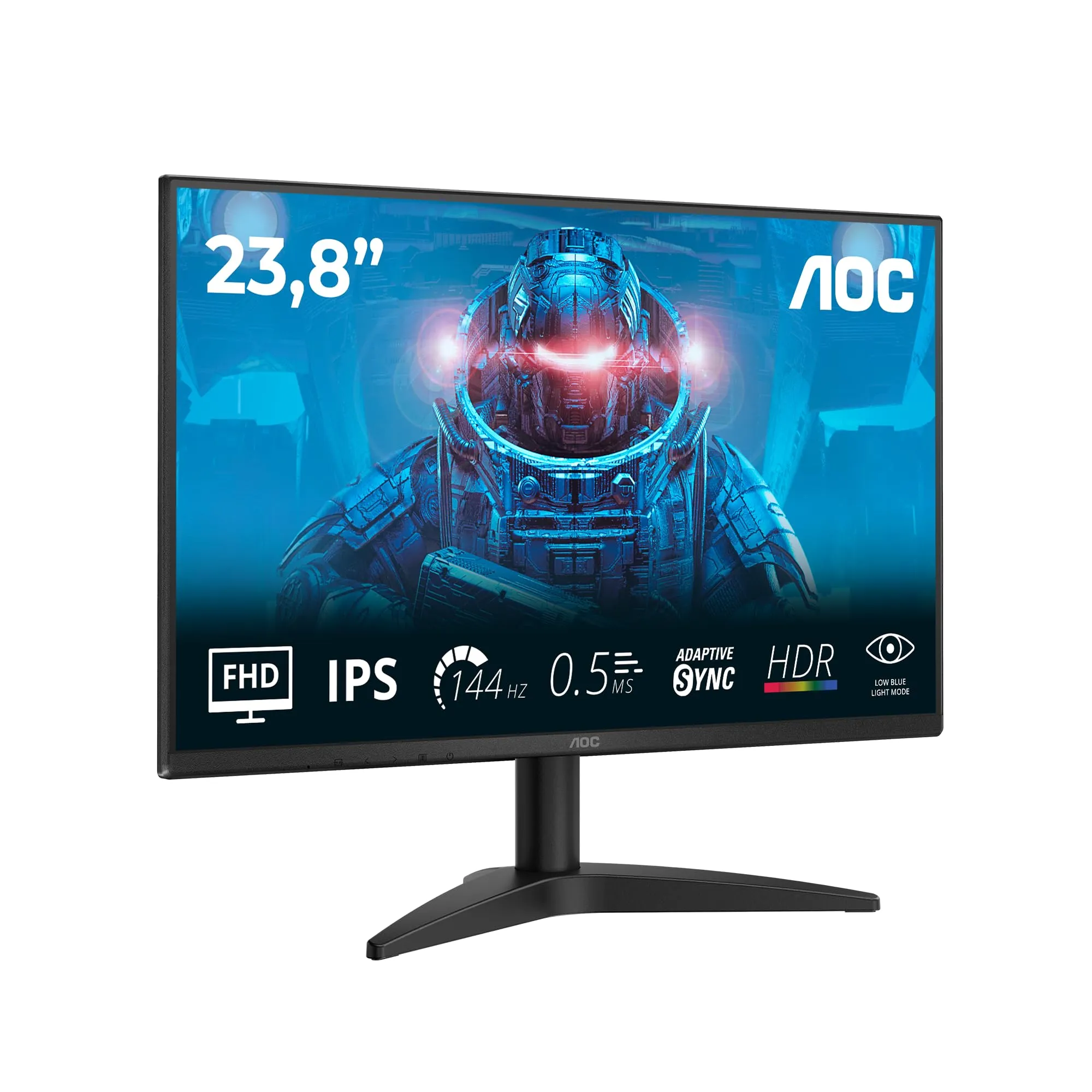 AOC Monitor da gioco 24B36X da 24 pollici FHD, 144 Hz, IPS, MPRT da 0,5 ms, sincronizzazione adattiva, HDR10, (1920 x 1080, HDMI 1x 1.4, DP 1x 1.4), nero