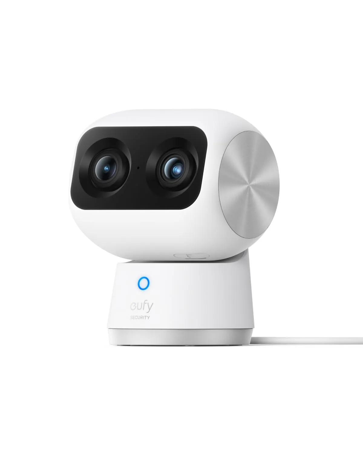 eufy Security Indoor Cam S350, due telecamere, telecamera di sicurezza con risoluzione 4K UHD con zoom 8× e PTZ a 360°, ideale per baby monitor/telecamera per animali domestici/sicurezza domestica