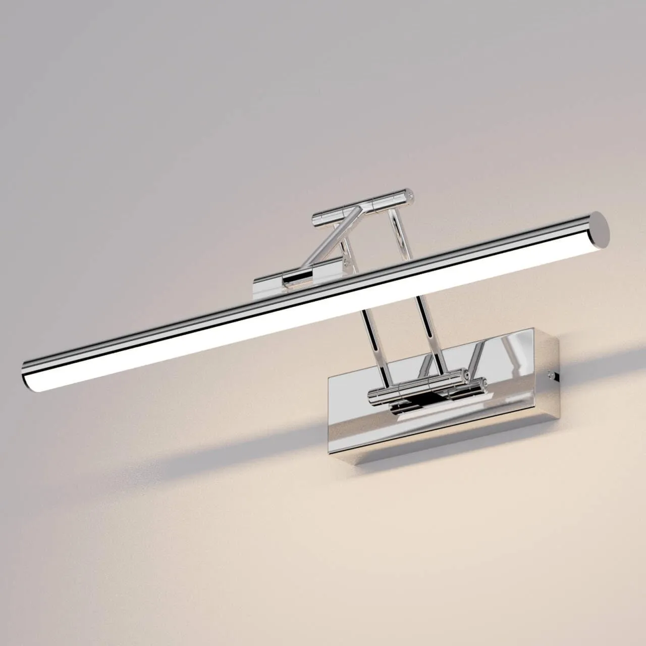 Klighten Led Lampada Da Specchio Bagno 50cm,Lampada Da Parete Rotante Ip44,16W 1200LM Luce Specchio Bagno Led,Applique Moderno In Alluminio,Bianco naturale 4000K,Cromo