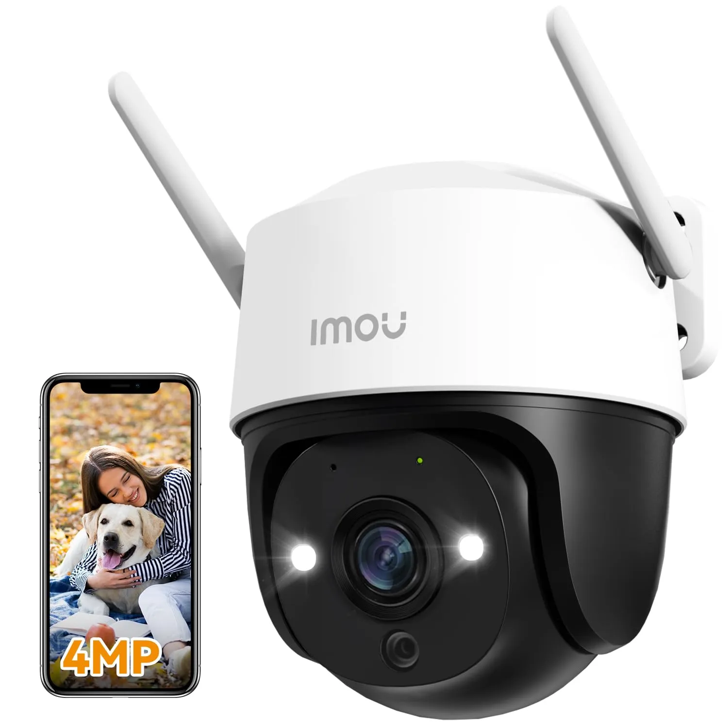 Imou 4MP Telecamera Wi-Fi Esterno, Telecamera WiFi 360° 2.5K Visione Notturna a Colori, IP66, Tracciamento Intelligente, Rilevamento Umano con Faretto e Sirena, Audio Bidirezionale, 2,4Ghz