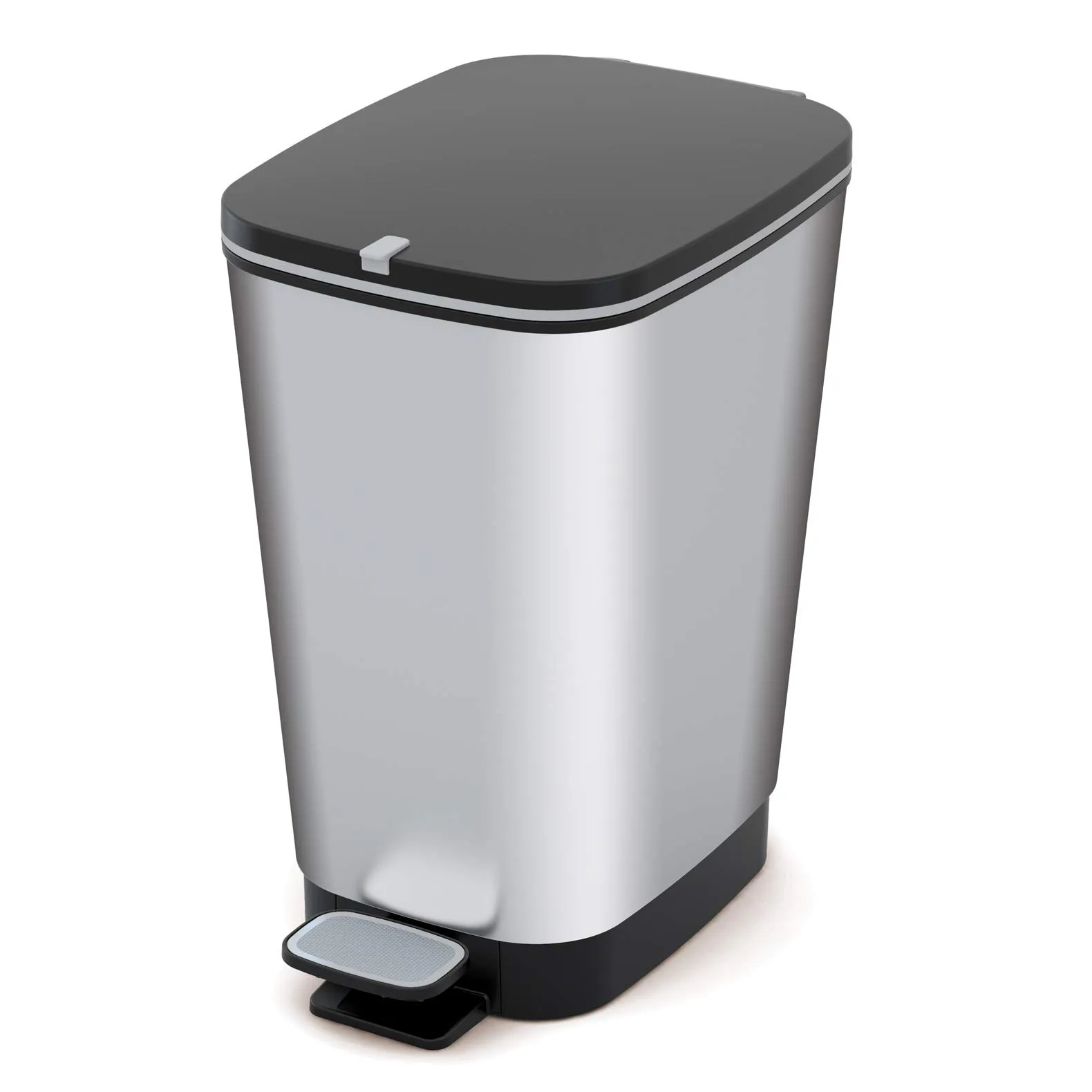 Keter Kis Chic Bin L - Pattumiera a Pedale Ideale per la Cucina con Capacità di 60 Lt, 29X44,5X60,5H cm - Grigia Metalizzata