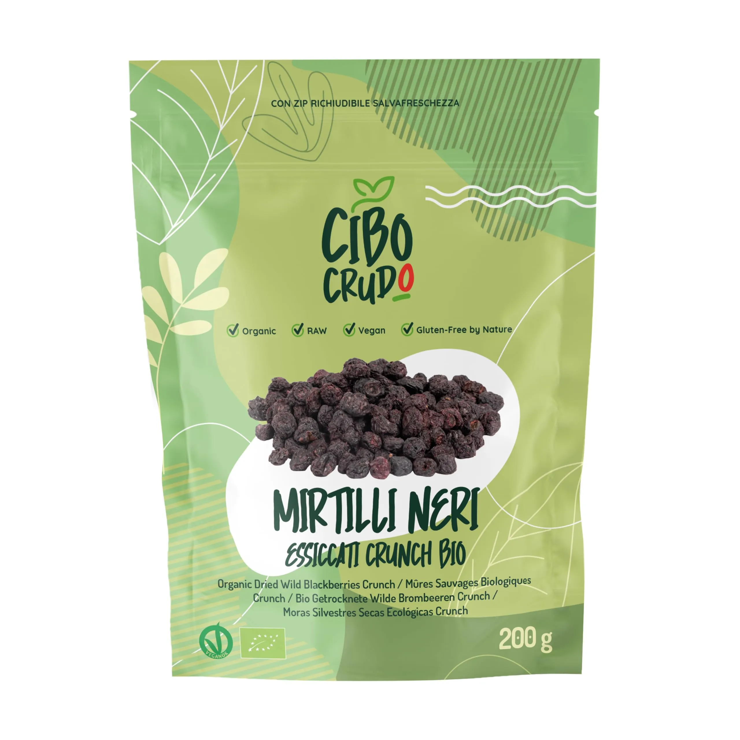 Mirtilli Neri Biologici Essiccati e Crudi - 200g. Mirtillo Nero Senza Zucchero Aggiunto. Mirtilli Secchi Disidratati Selvatici e Ricchi di Antociani.