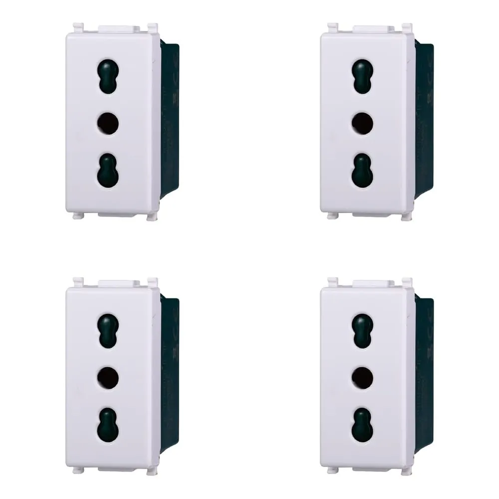 Presa bipasso compatibile Plana 2P+T 10/16A 250V colore bianco EV2001 kit 4pz