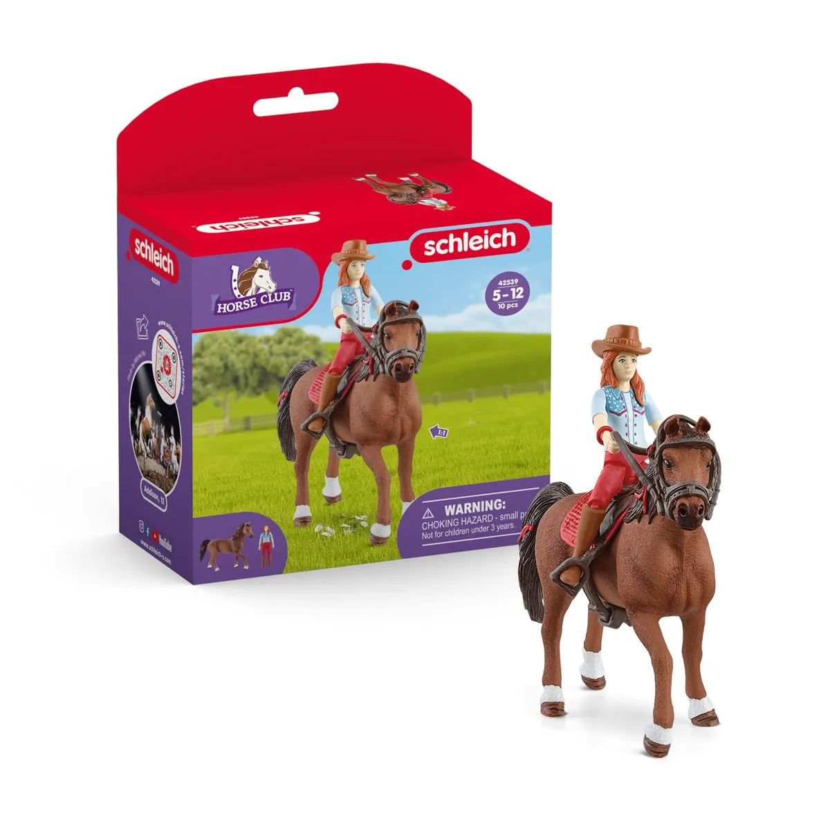 SCHLEICH HORSE CLUB | Hannah & Cayenne 42539 | Figura ragazza snodata con cavallo & accessori equitazione | Set cavalli Giocattolo cavalli dai 5 anni | 10 pezzi | esclusiva Amazon