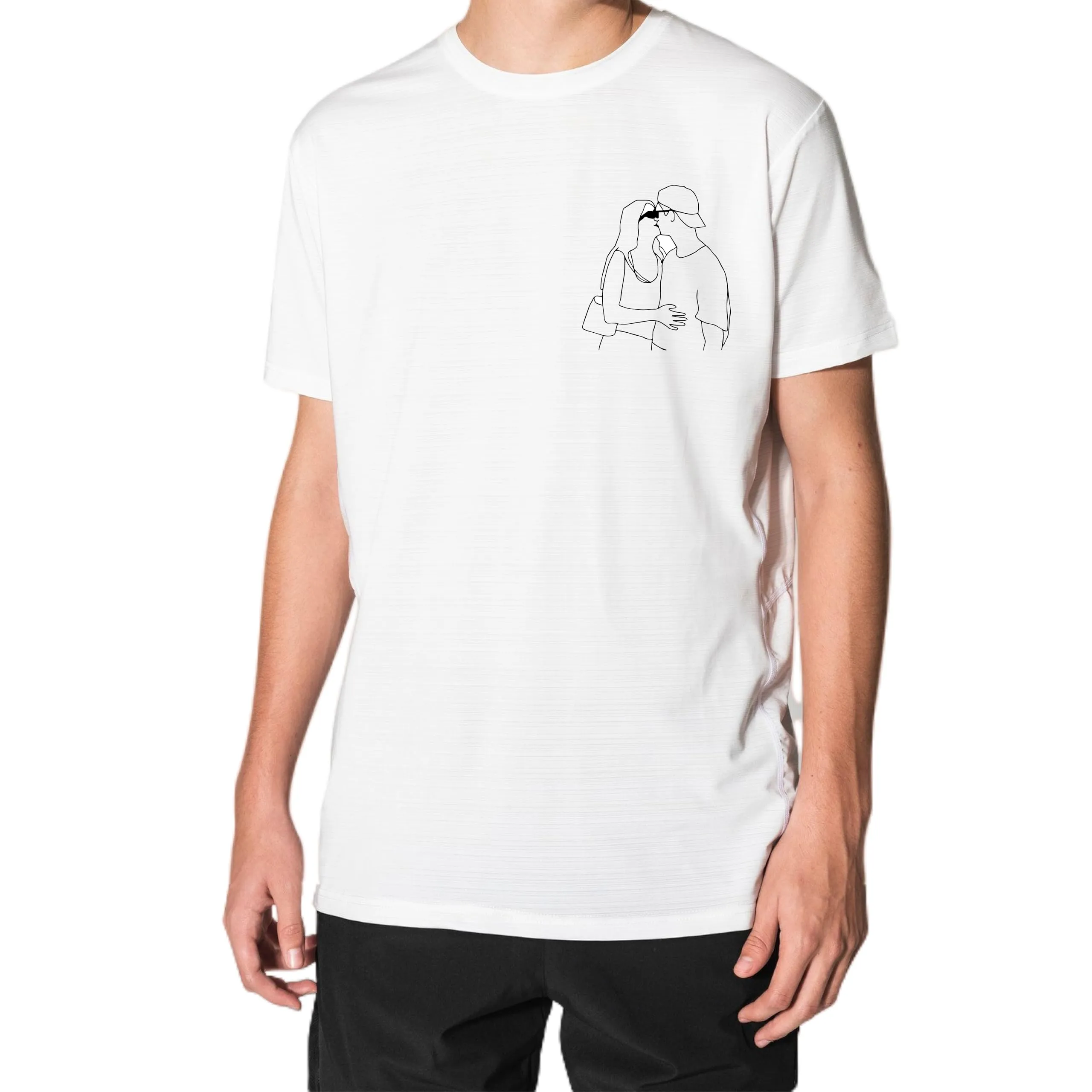 T-shirt ritratto RICAMATA, la tua foto stilizzata, T-shirt con personalizzazione ricamata, Tshirt di coppia unisex, Regalo di San Valentino. (L)