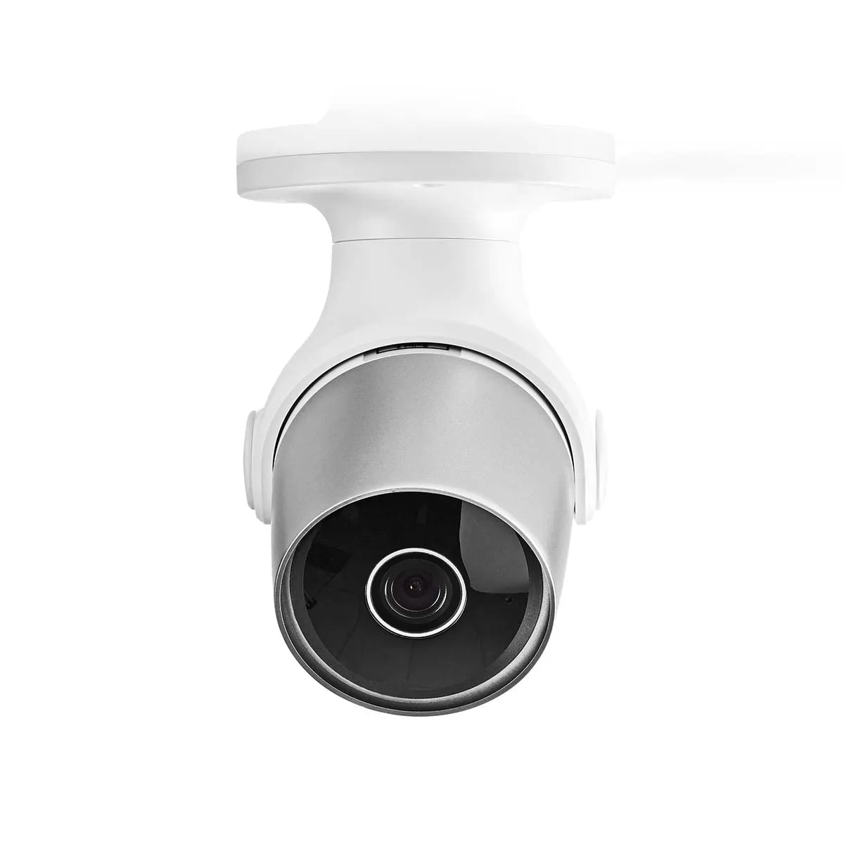 Nedis SmartLife Telecamera per Esterni, Sistema di Sicurezza per Aree Esterne con Sensore di Movimento, Wi-Fi, Full HD 1080p, Modalità Visione Notturna, IP65, Bianco-Argento