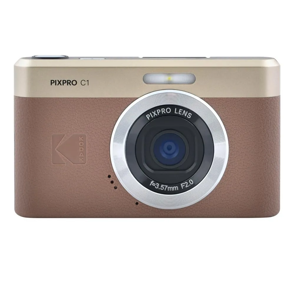 KODAK Pixpro C1 - Fotocamera digitale ultra compatta | 13MP BSI CMOS, zoom 4X, schermo LCD da 2,8", flash LED, marrone