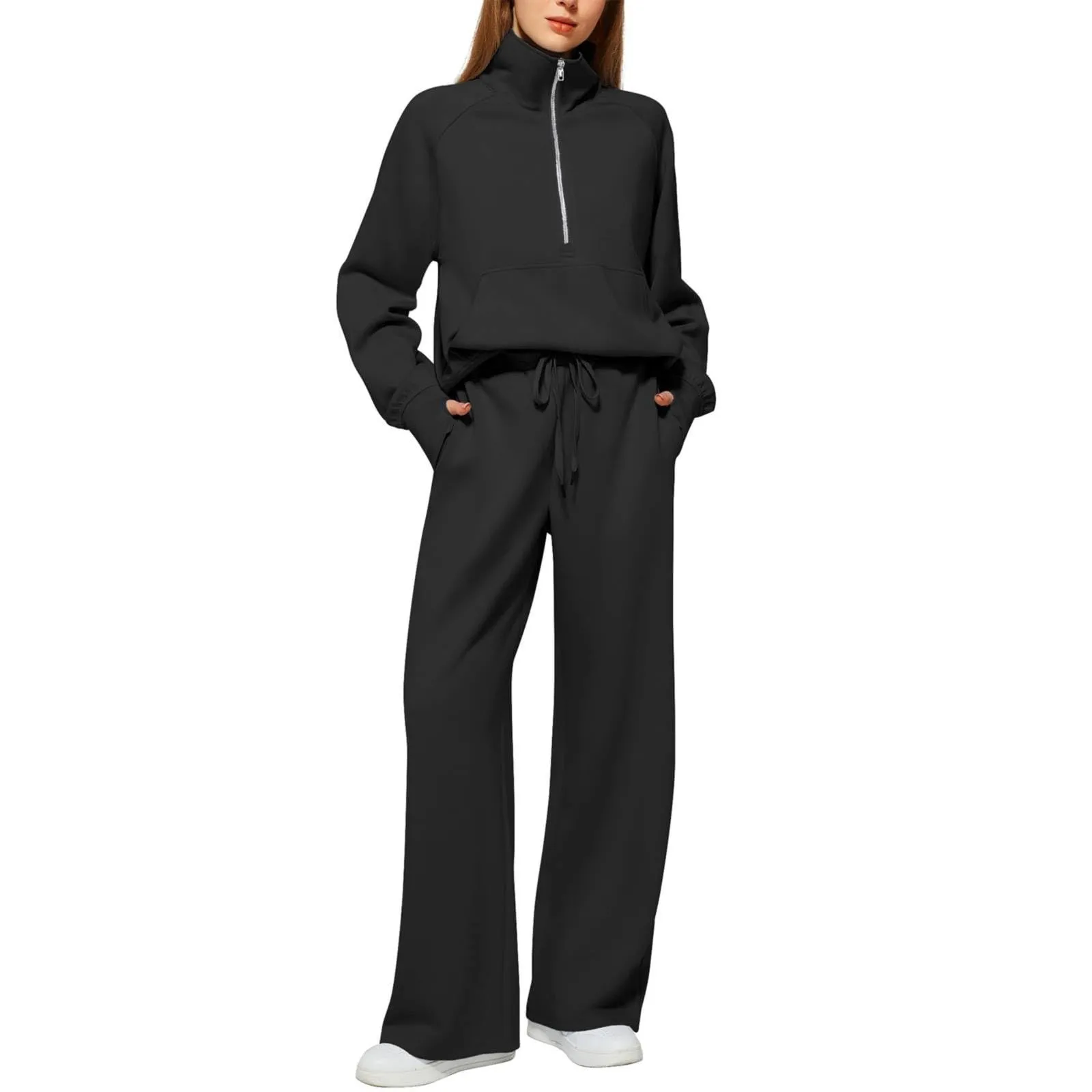 Generico Tute Donna Curvy Casual Leggera Tuta Da Casa Curvy Comode Felpa Senza Cappuccio Con Zip E Pantaloni Set Coordinato Sportivo Firmate Taglie Forti Completo 2 Pezzi Palestra Fitness Workout