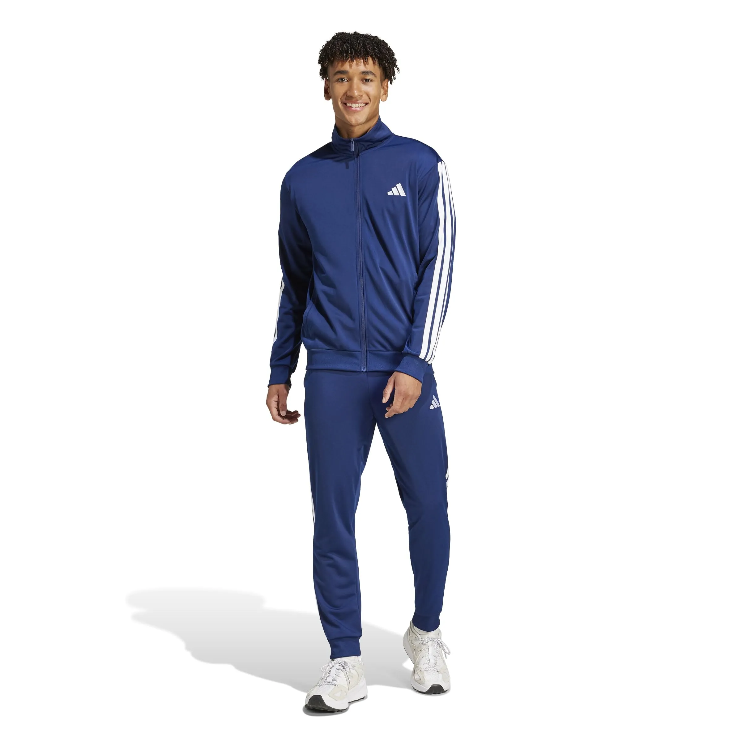 adidas Uomo Sportswear Basic 3 Stripes Tricot Tracksuit, Tuta da Allenamento, Blu (Dark Blue), XXL