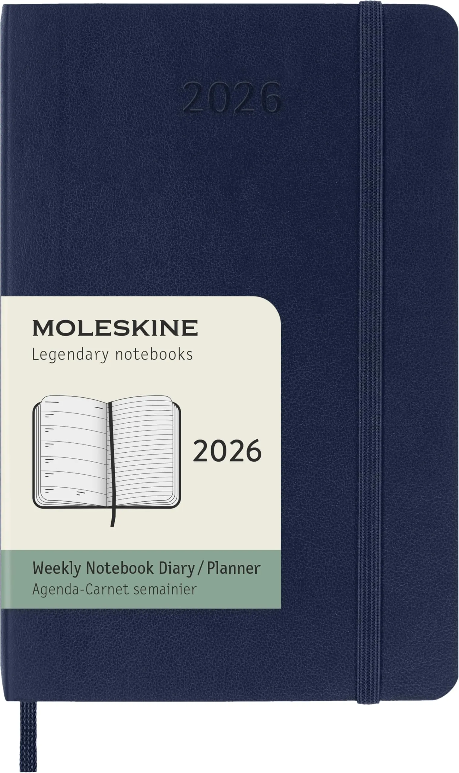 Moleskine Weekly Planner, Agenda Settimanale 2026 12 Mesi Con Spazio Per Note, Con Copertina Morbida e Chiusura Elastica, Formato Pocket 9 x 14 cm, Colore Blu
