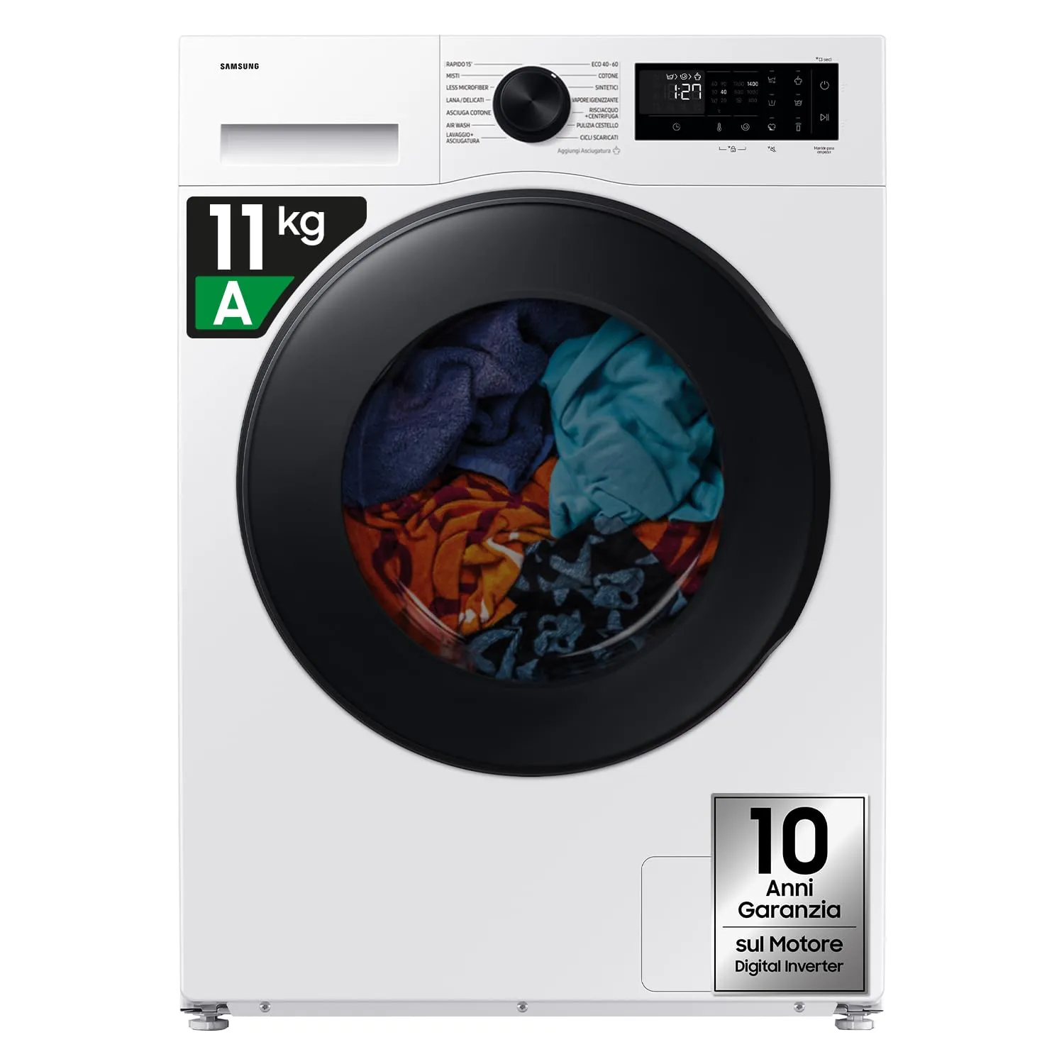 Samsung Lavasciuga Crystal WiFi WD11DG5B15BEET, 11+6 kg, Ecobubble, Vapore Igienizzante, AI Energy Mode, Carica Frontale, 60L x 85H x 60P cm
