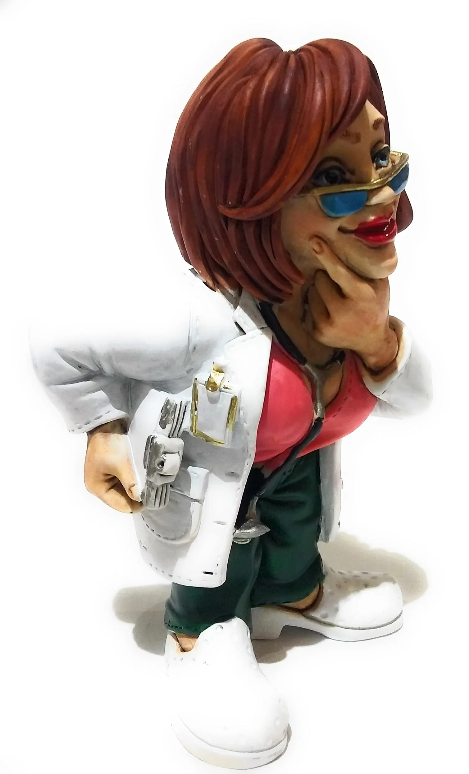 Caricatura LA DOTTORESSA - MEDICO DONNA mestiere professione sport in resina e alabastro dipinta a mano