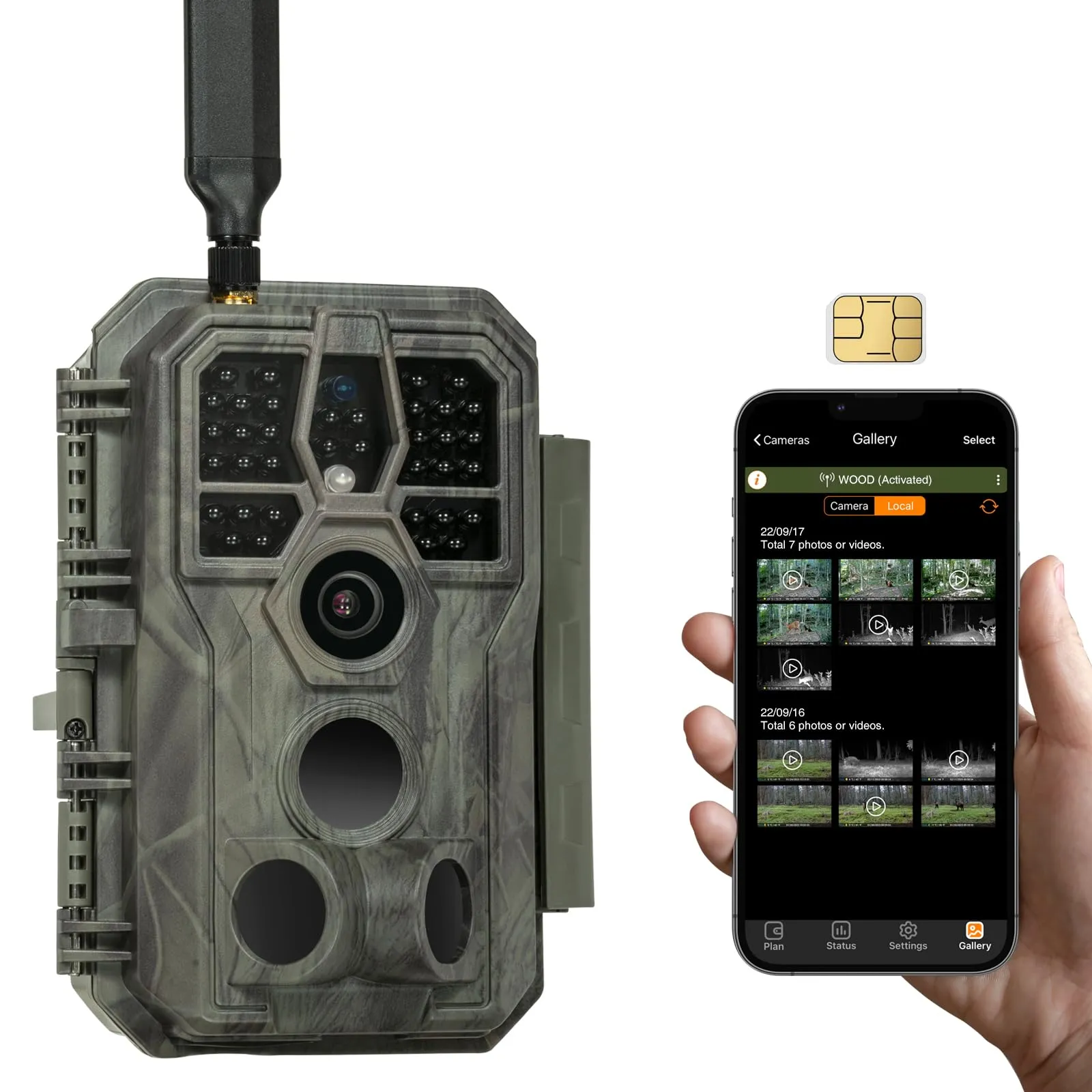 GardePro X50 Fotocamera da Caccia 4G LTE con scheda SIM e App, 64MP 1296P H.265 Vidéo, Fototrappola Infrarossi Invisibili 0,1s Tempo di Attivazione, No-Glow IR LEDs, IP66