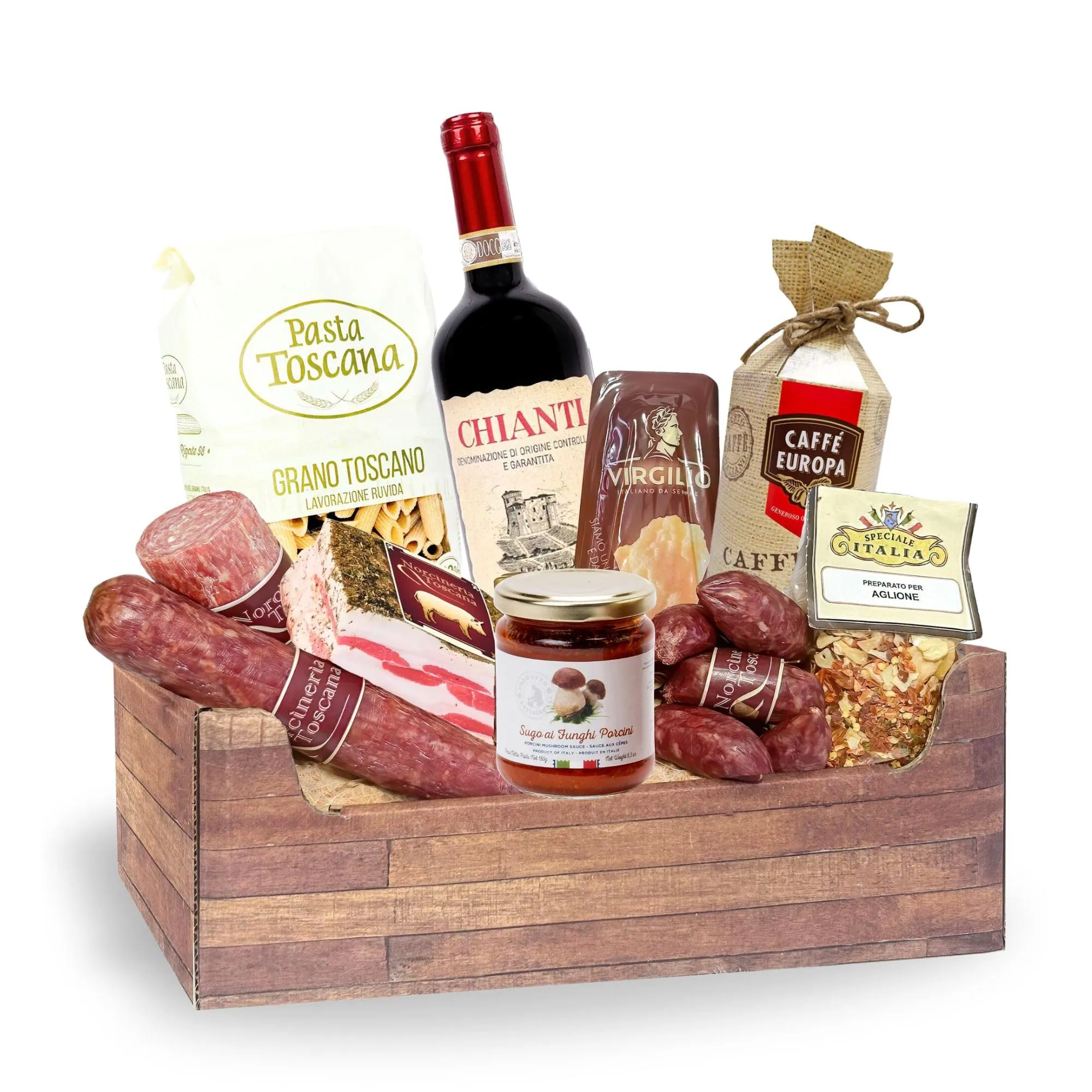 Cesti Natalizi Speciale Italia – Cesto Natalizio Gastronomico Toscana e Dintorni, Confezione Regalo Natale con Prodotti Alimentari Tipici della Regione Toscana, 10 pezzi