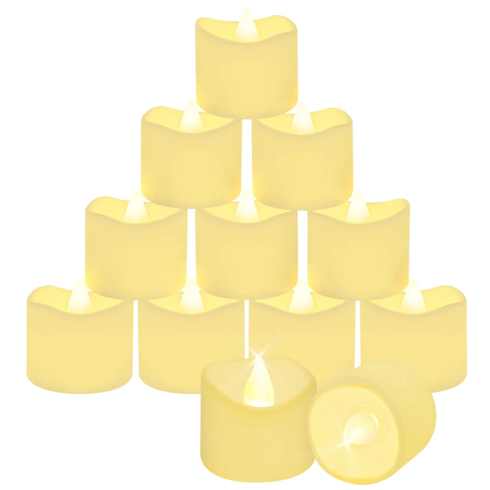 CNMTCCO Candele a LED, 24Pcs Candele a LED Senza Fiamma, Lumini LED, Luce Calda Senza Fiamme con Batterie per Decorazione di Casa,Matrimoni Partito, Halloween, Natale (bianco caldo, 3.7 x 3 CM)
