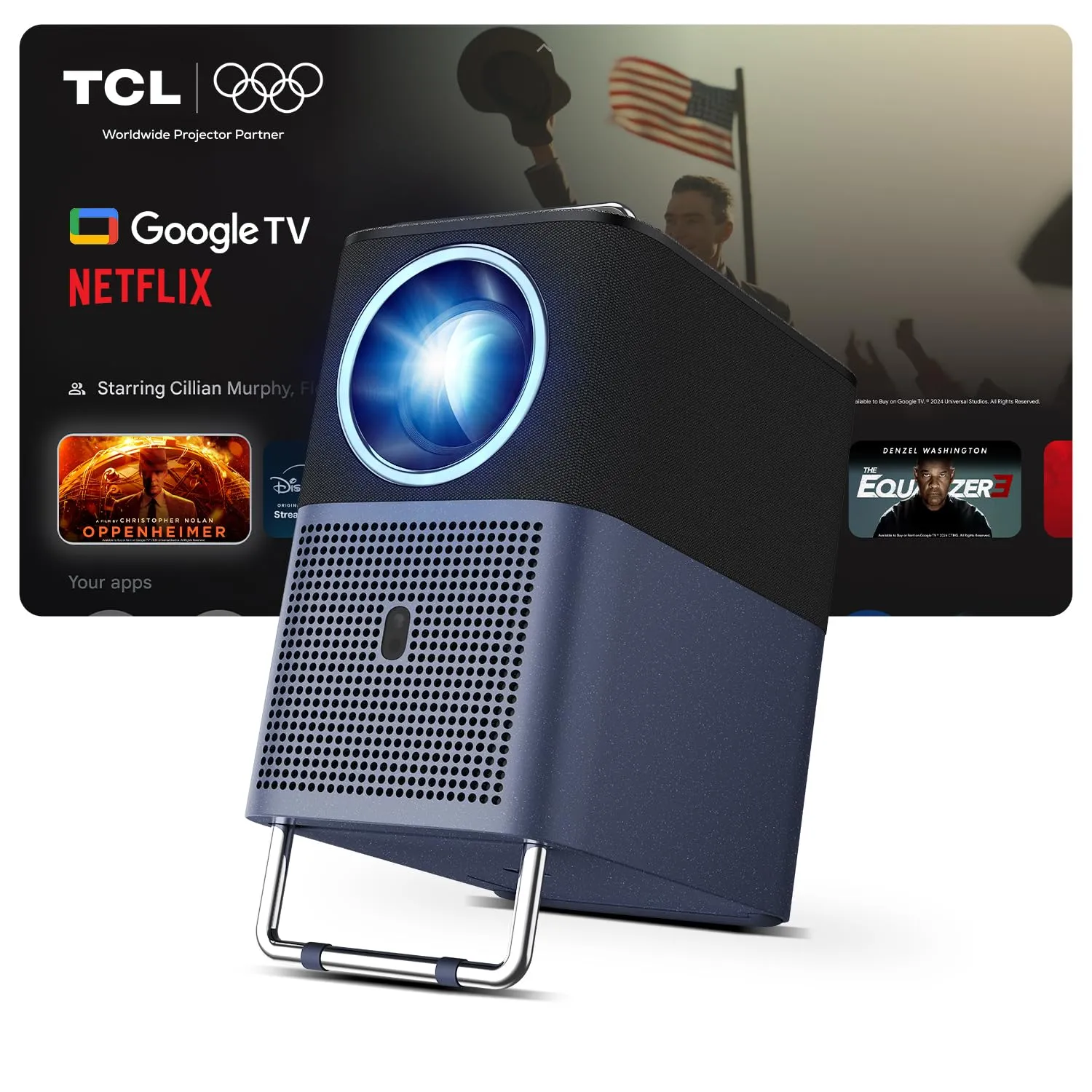 TCL A1s GTV Proiettore, 600 Lumen ISO, Proiettore Portatile 1080P Aggiornato, Netflix con Licenza Ufficiale, Wi-Fi e Bluetooth, Durata di Vita di 30.000 Ore, Messa a Fuoco Automatica