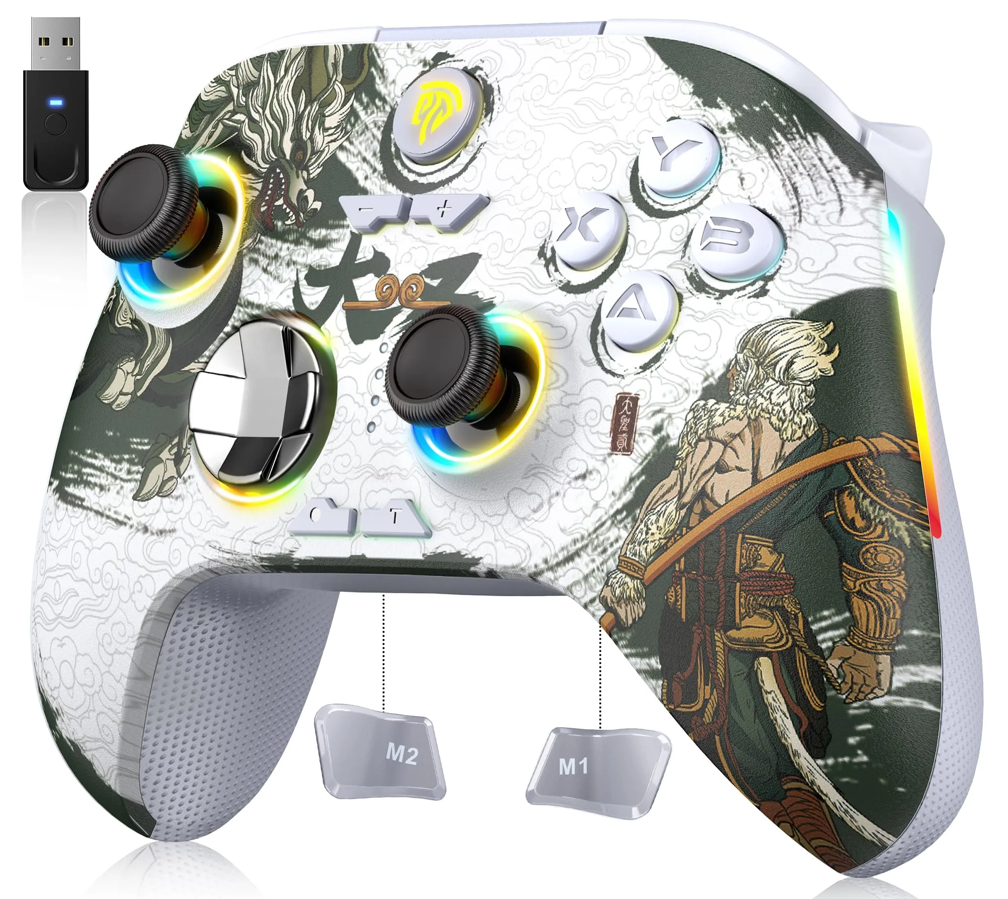 EasySMX X15 Wireless Controller per PC con 7 luci RGB, Controller PC Bluetooth con Joystick Hall, Trigger Hall, Pulsanti programmabili - Compatibile con PC/Switch/Telefono/Tablet-Wukong