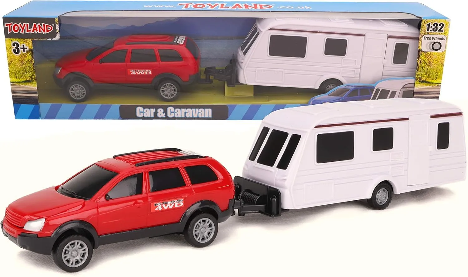 Toyland® Set in per auto e roulotte, lunghezza 1:32 (Rosso)