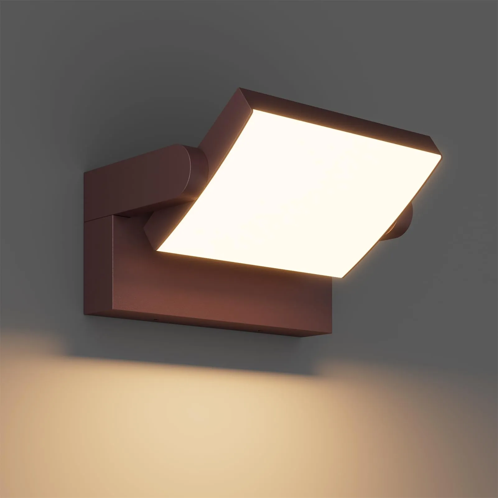 Klighten LED Lampade da Parete Esterno Interno 24W IP65, Lampada Muro Regolabile Applique da Parete Moderno in Alluminio per Ingresso Balconi Giardini, Bronzo, Bianco Caldo 2700K-3000K