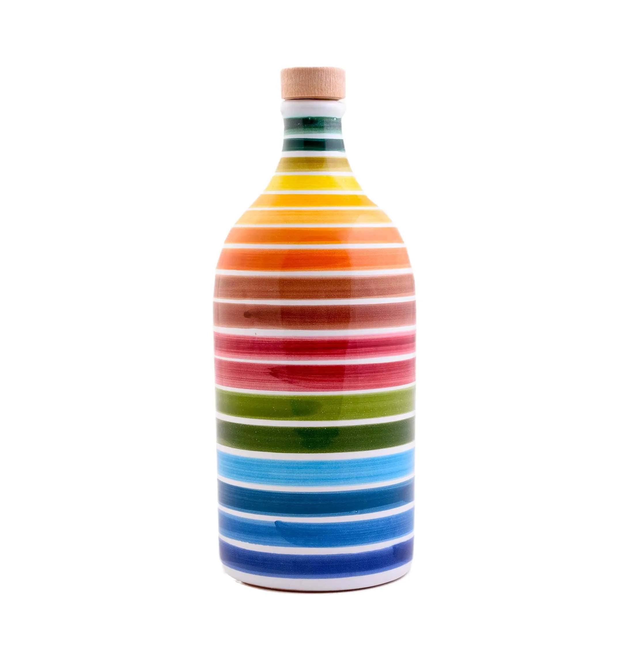 Frantoio Muraglia, Orcio in Ceramica Arcobaleno con Olio Extra Vergine di Oliva 500ml, Essenza Fruttato Medio, Creato e Decorato a Mano dai Nostri Artigiani Pugliesi