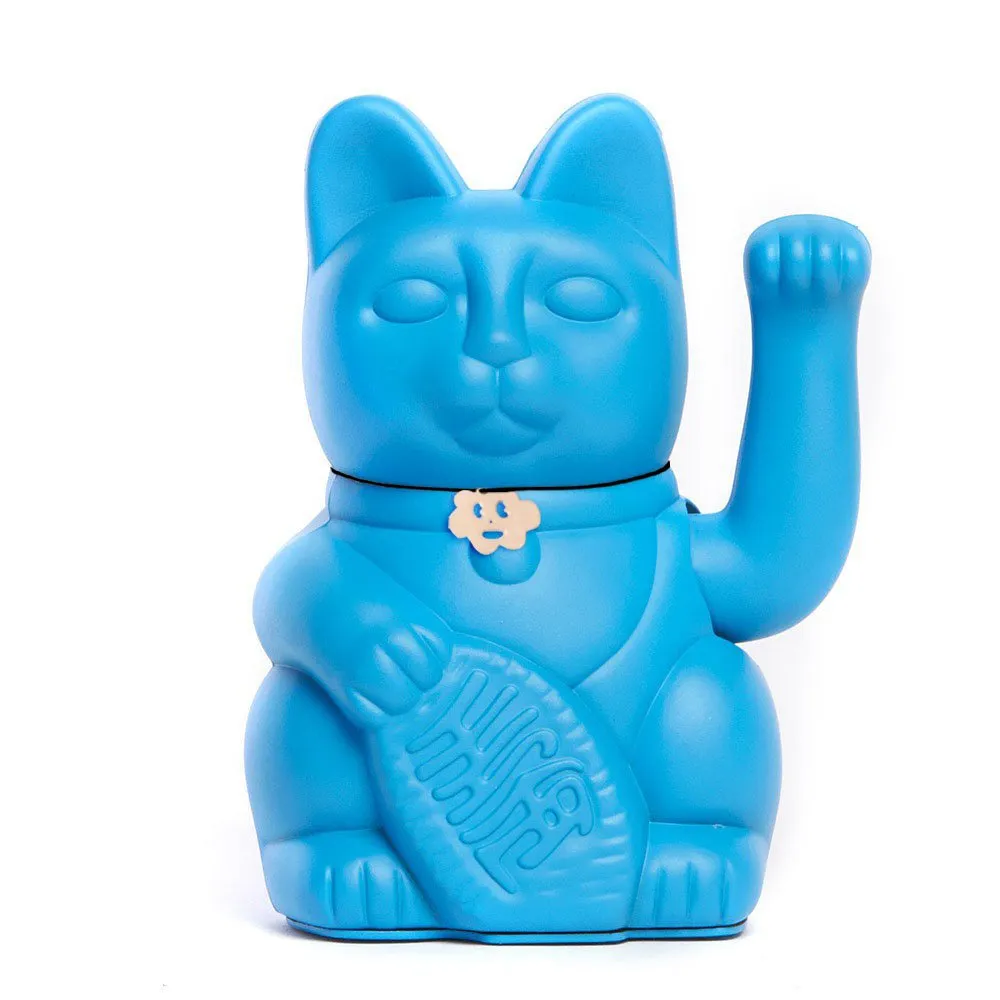Gatto Fortunato Cinese. Gatto portofortuno. Lucky cat. Maneki Neko BLU, M (10x6x15cm)