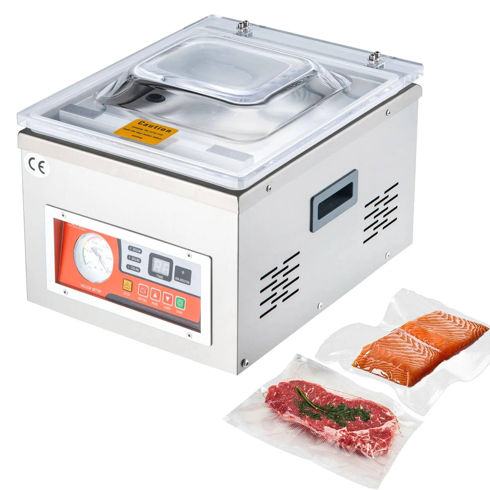 VEVOR Confezionatrice Sottovuoto per Alimenti, Modello DZ-260A 220 V 50 Hz 180 W Macchina per Sottovuoto per Alimenti, Frutta, Sottaceti, Materiali da Restauro, Elementi Elettronici e Metalli Rari