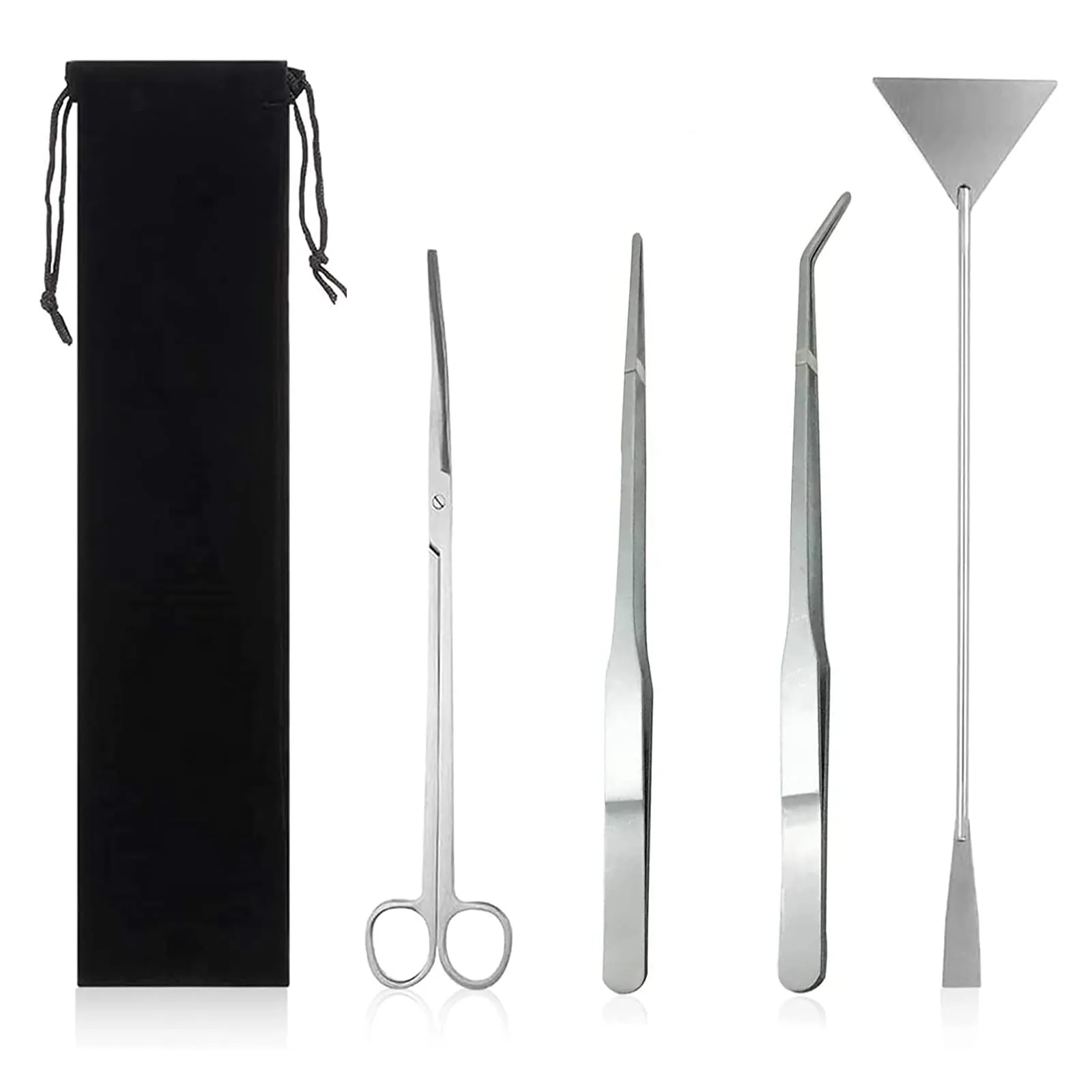 Ksvaye 4-in-1 Kit Pulizia Acquario con Pinzette e Forbici in Acciaio Inox per Terrarium e Piante Acquatiche