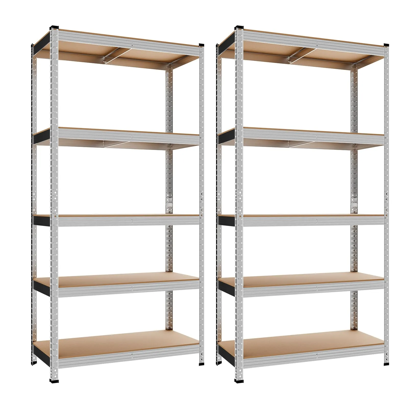 Confortil Set di 2, Scaffale Metallo Garage, Scaffalatura con 5 Ripiani Regolabili, Portante 875 kg, Scaffali in Metallo Ideale per Cantina o Garage (2)