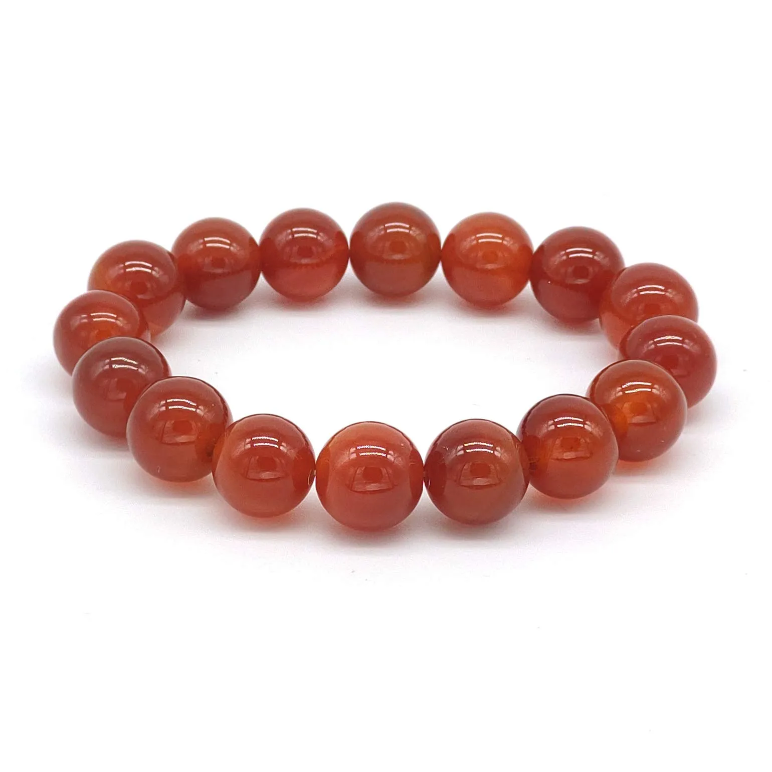 Bracciale in Corniola da 12 mm Donna, pietre dure naturali, elastico 19cm, Fatto a Mano