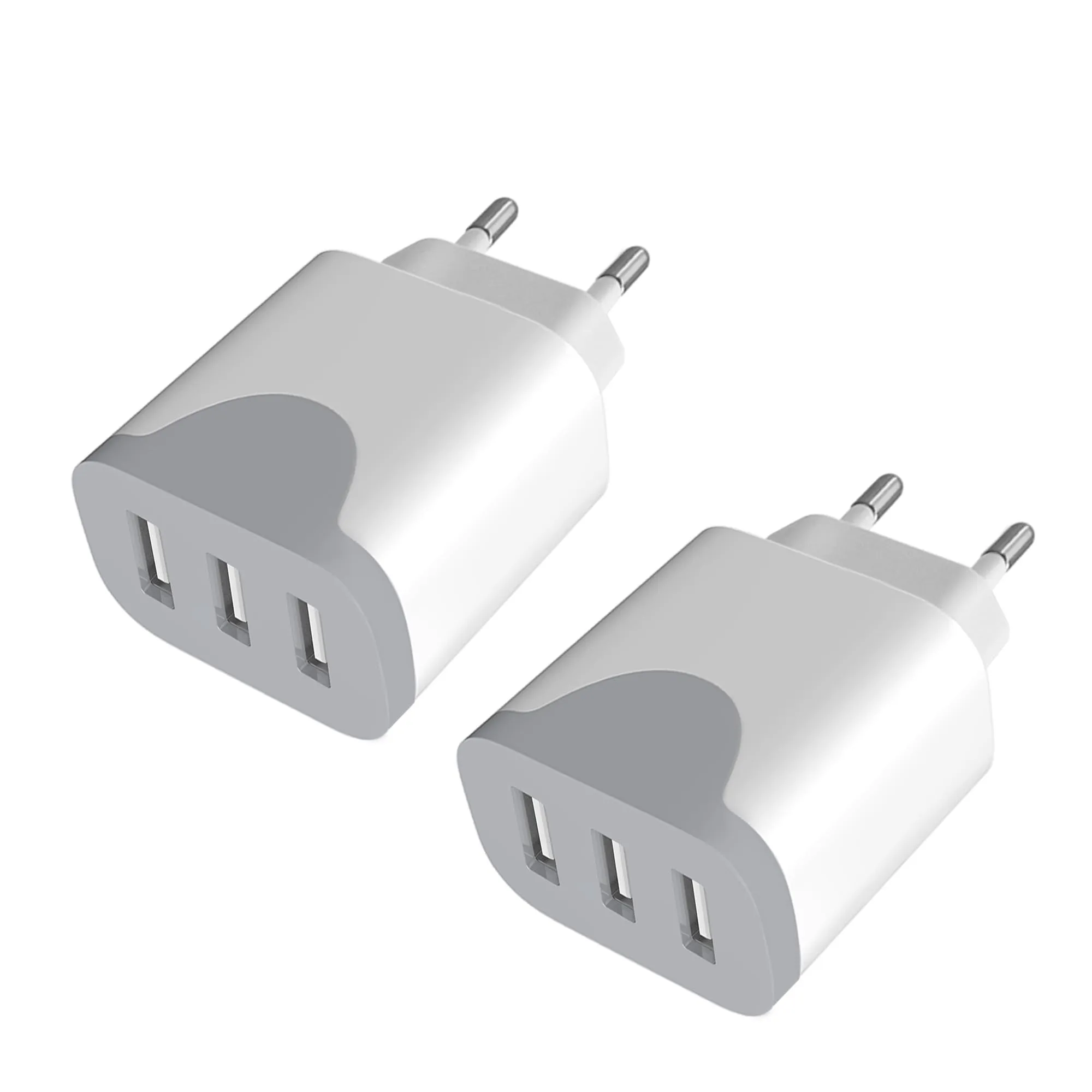 Caricatore USB 2Pack, 3 Porte Caricabatterie USB Carica Rapido Multiplo Presa Alimentatore per iPhone 14/13/12/11 Pro Max Mini SE XR XS MAX Samsung Galaxy S21 S20 A71 A51 Note 20 Xiaomi (Bianco)