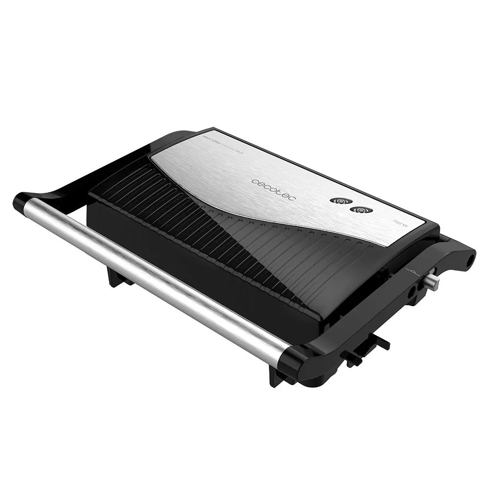 Cecotec Rock'nGrill Macchina per panini completamente aperta: grill elettrico, rivestimento in pietra RockStone, massima aderenza e migliore pulizia, 180 °, impugnatura fredda, 750 W