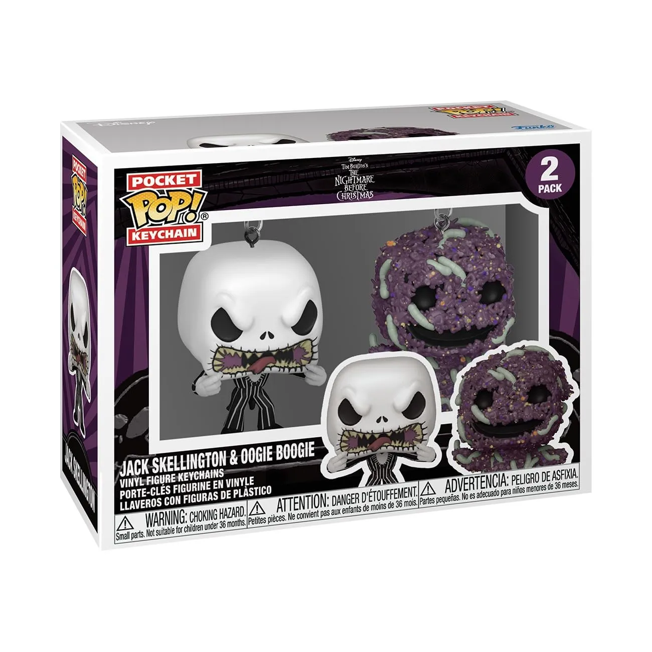 Funko Pop! Keychain: The Nightmare Before Christmas 2pk - Jack Skellington/Oogie - TNBC - Mini Figura in Vinile da Collezione Novità Portachiavi - Riempitivi per Calze - Idea Regalo - Movies Fans