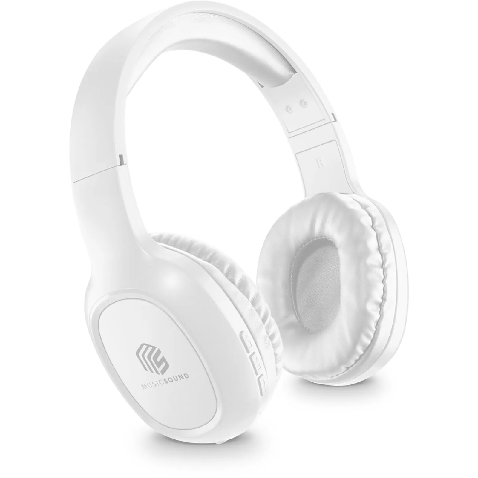 Music Sound | HEADBAND Bluetooth Basic | Cuffie on Ear Bluetooth con Archetto Estendibile - PlayTime 8h - Colore Bianco, One Size
