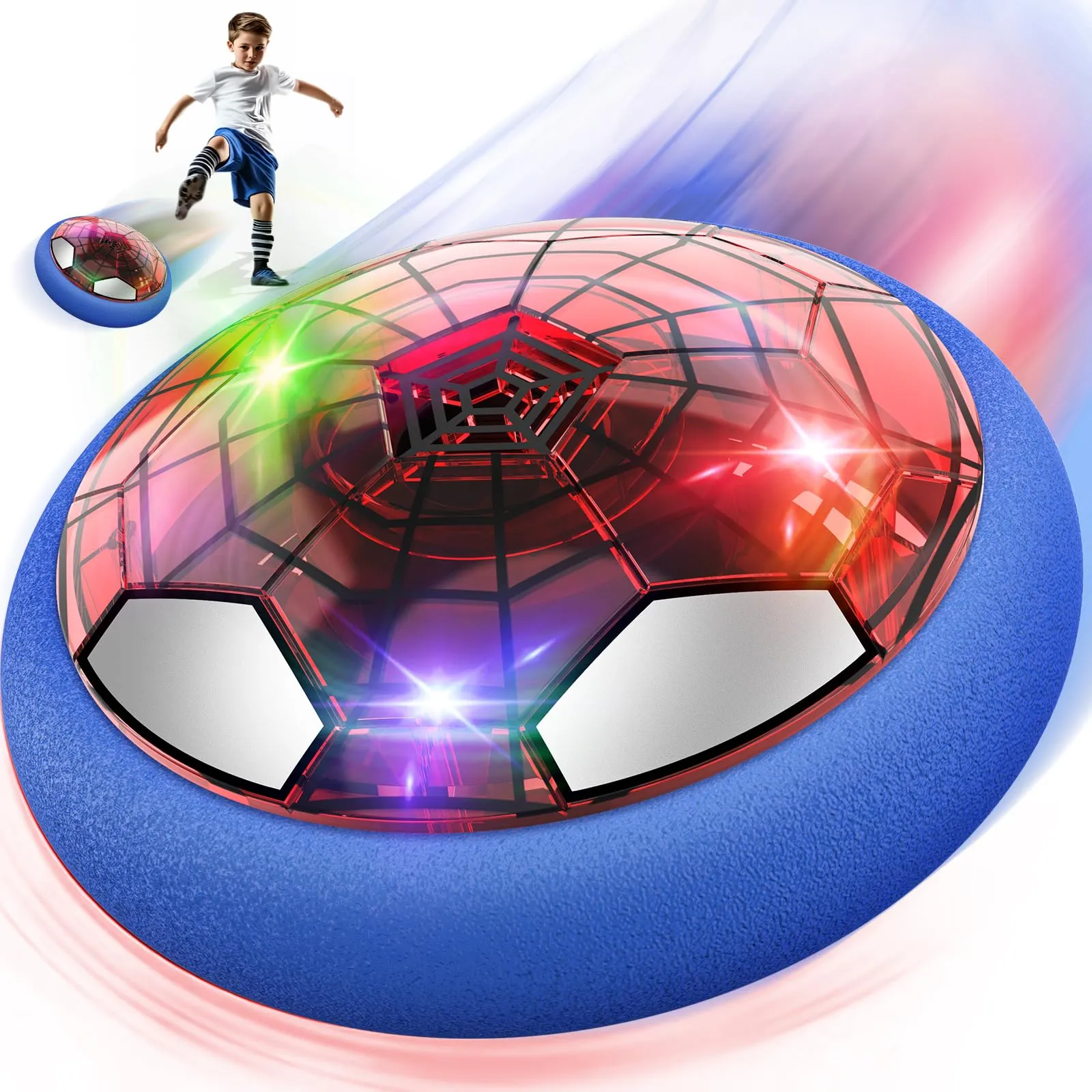 Spider Pallone Calcio Fluttuante, Giochi Bambini 3 4 5 6 7 8 9 10 Anni Maschio Hover Soccer Ball Palla da Calcio Ricaricabile con Luci LED per Casa Gioco Calcio Bimbo Bimbi Regalo Bambino Giocattoli