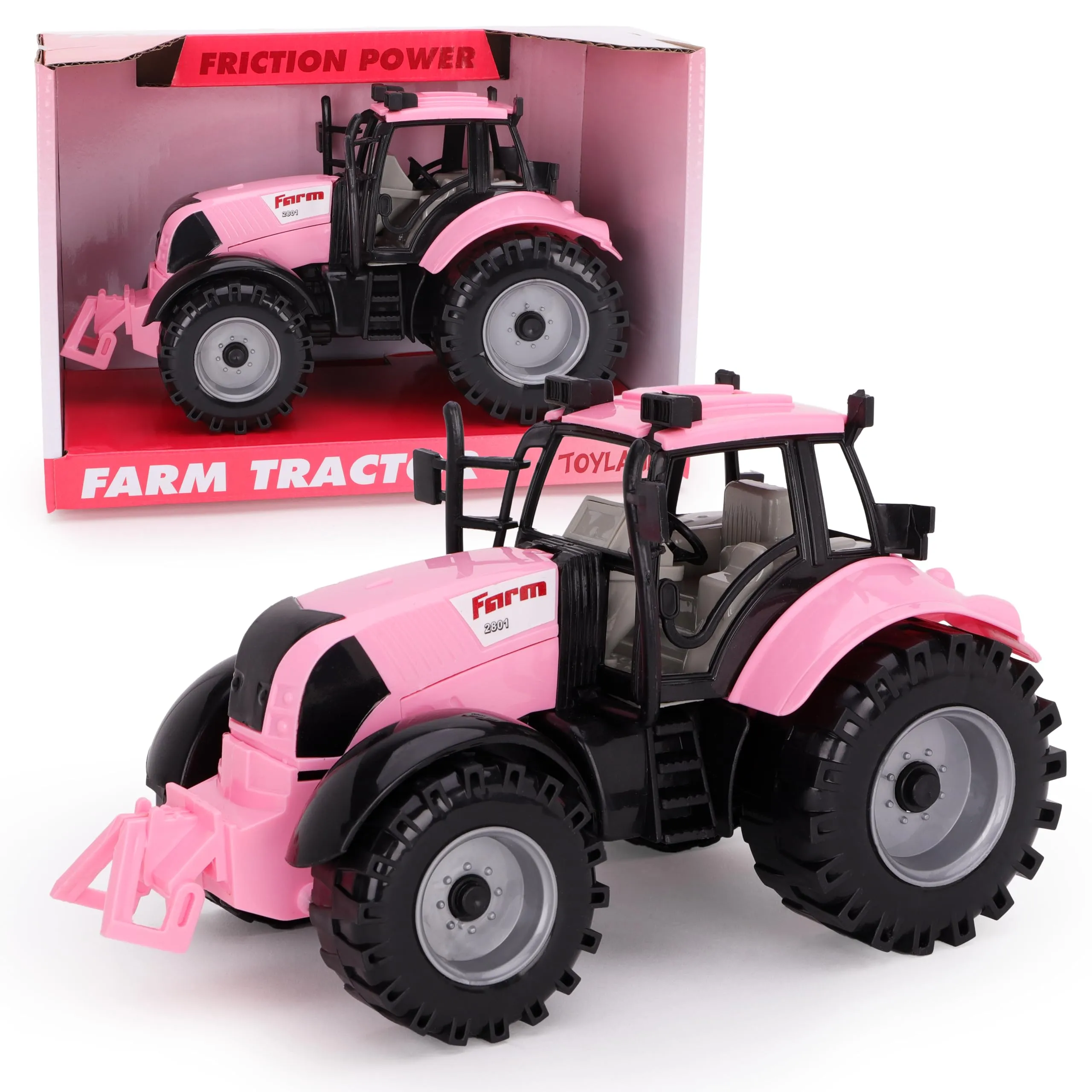 Toyland® Trattore agricolo motorizzato con apertura a tazza - Disponibile in rosa, blu, rosso e verde (rosa)