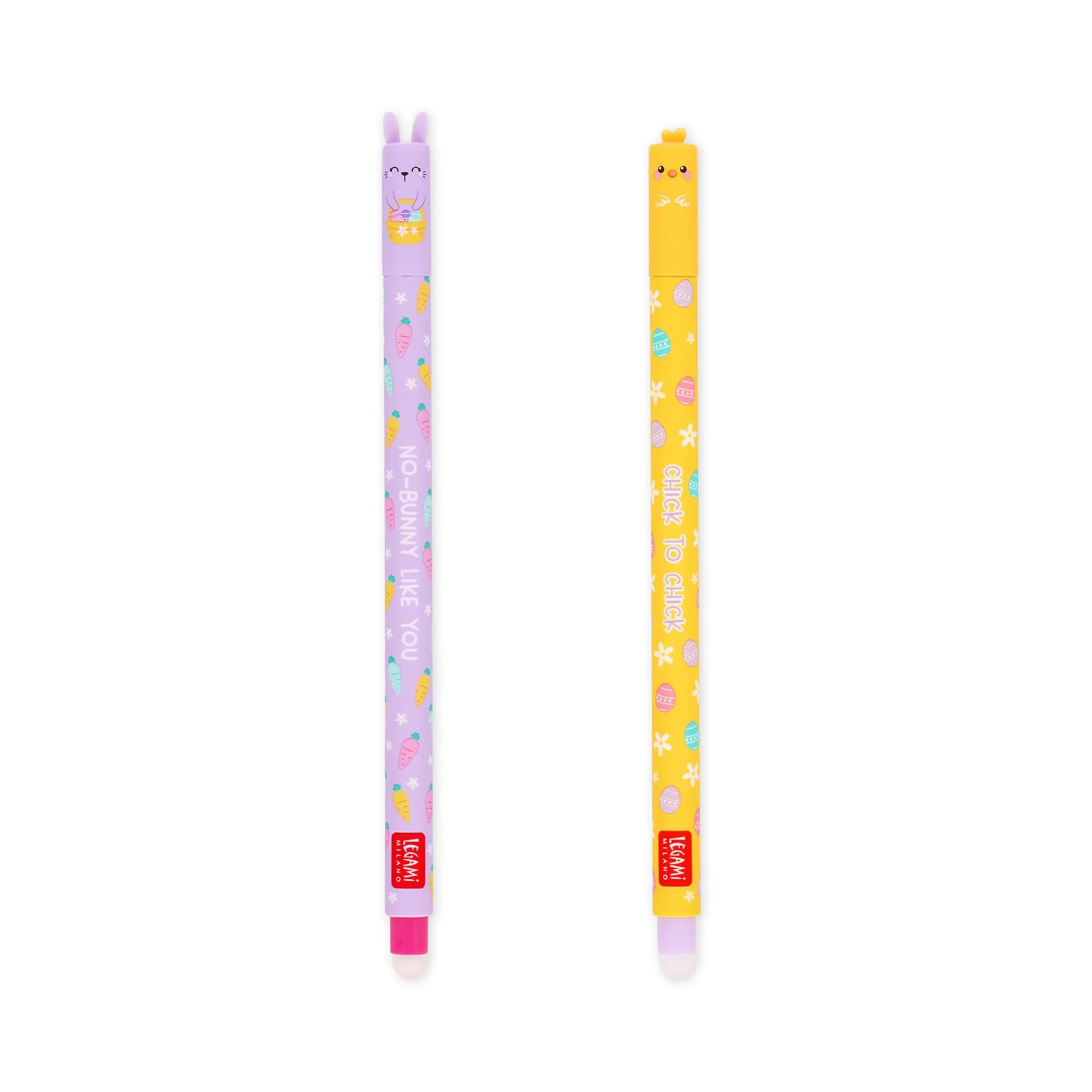 Legami - Set di 2 Penne Gel Cancellabili, Easter Edition, Penne con Inchiostro Cancellabile Termosensibile, Rosa, Viola, Erasable Pen, Cancella Senza Consumare il Foglio, Punta 0,7 mm