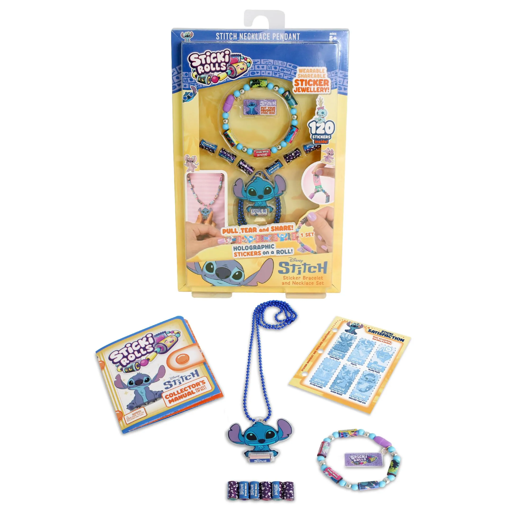 Ravensburger SkyCastle - Sticki Rolls Serie 2: Set Pendente Stitch | Braccialetti e ciondolo con etichette per bambine a partire dai 5 anni