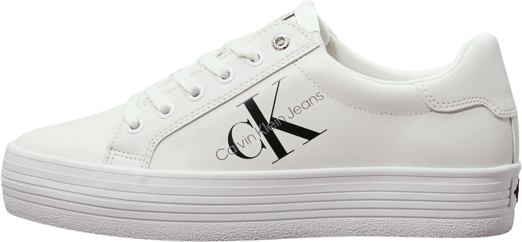 Calvin Klein Jeans Sneakers Vulcanizzate Donna Vulc Flatform Laceup Low Lth Zeppa, Bianco (Bright White), 36 EU