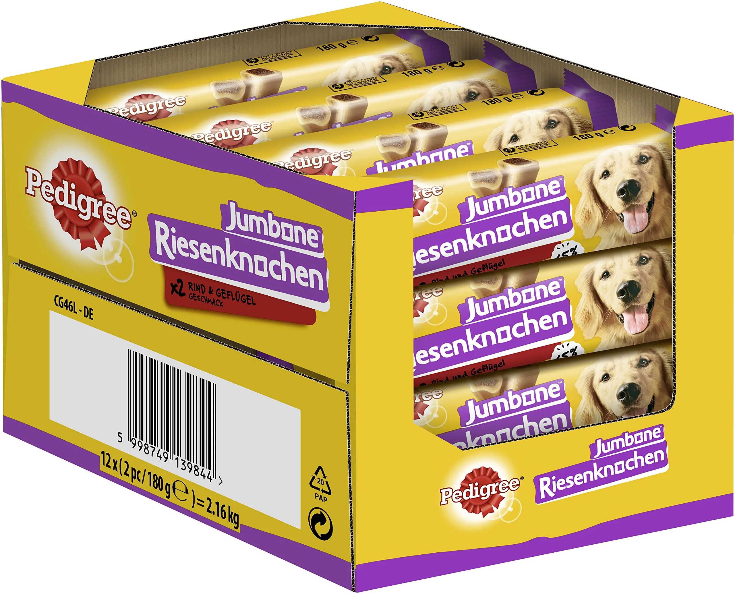 Pedigree Snack per cani di taglia media con manzo e pollame, 24 pezzi (12 x 2 pezzi)